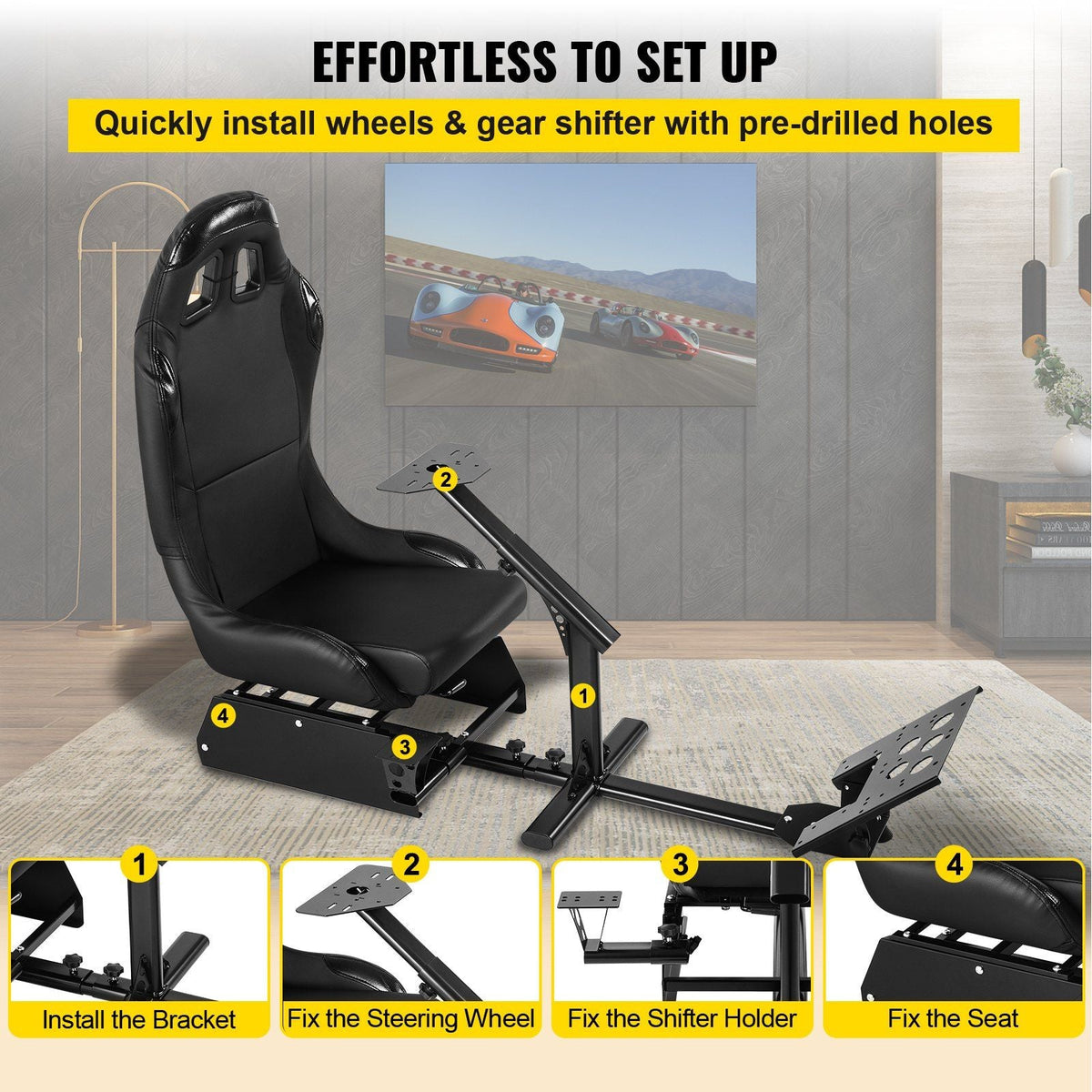 Racing Simulator Seat Adjustable Driving Gaming Reclinable Seat with Gear Shifter Mount fit for PS4 PS3 Xbox Logitech Racing Simulator Seat Racing Wheel Stand Cockpit (Seat, PS3/PS3/G29/G920)