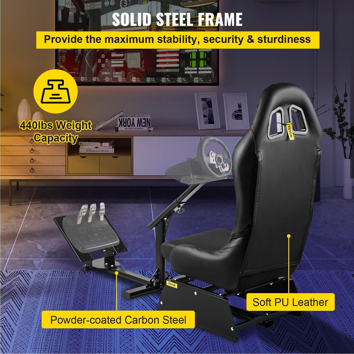 Racing Simulator Seat Adjustable Driving Gaming Reclinable Seat with Gear Shifter Mount fit for PS4 PS3 Xbox Logitech Racing Simulator Seat Racing Wheel Stand Cockpit (Seat, PS3/PS3/G29/G920)