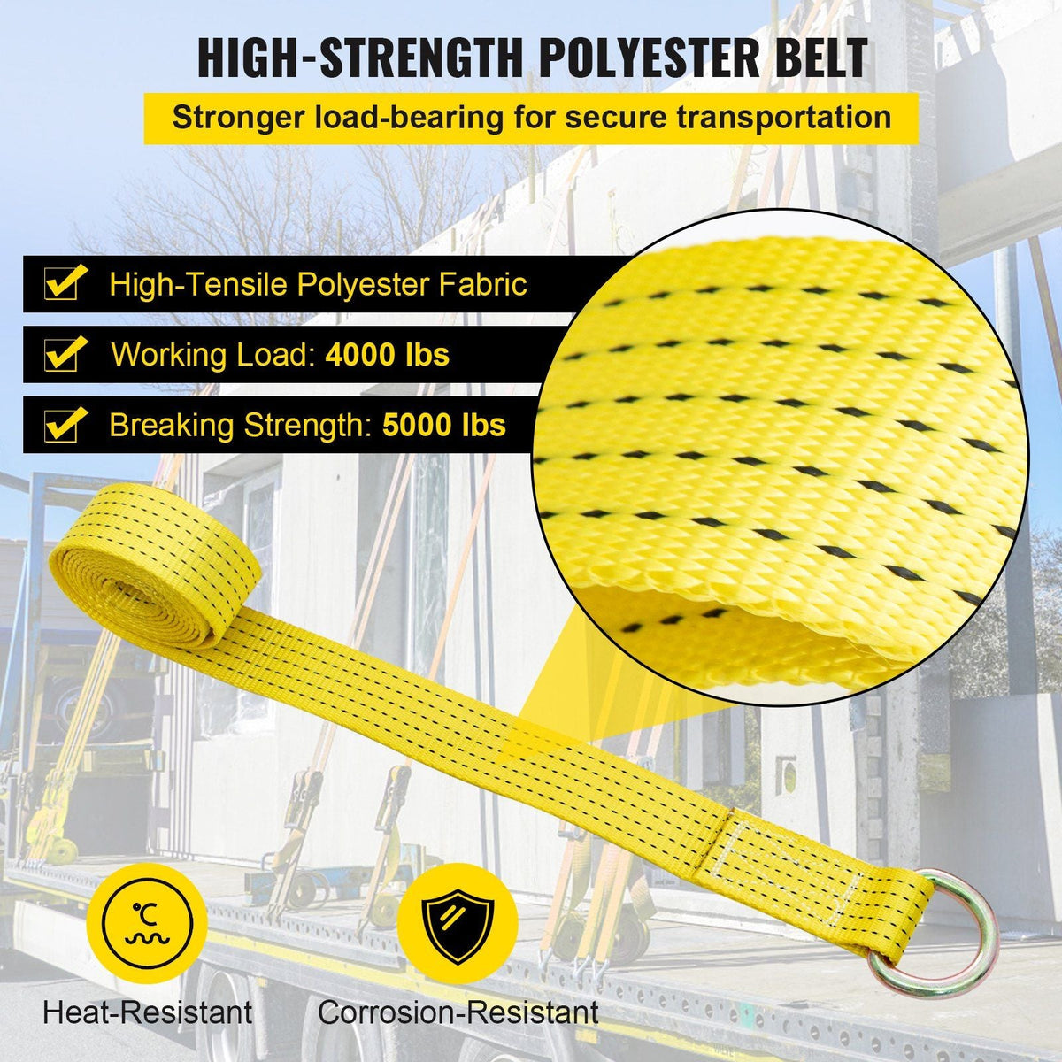 Ratchet Tie Down Straps, 2'' x 9.8' Heavy Duty Ratchet Straps with 11.8" Chain Anchors, 4000 lbs Working Load, 4 Pack Tie Down Set for Moving Motorcycle, Cargo & Daily Use