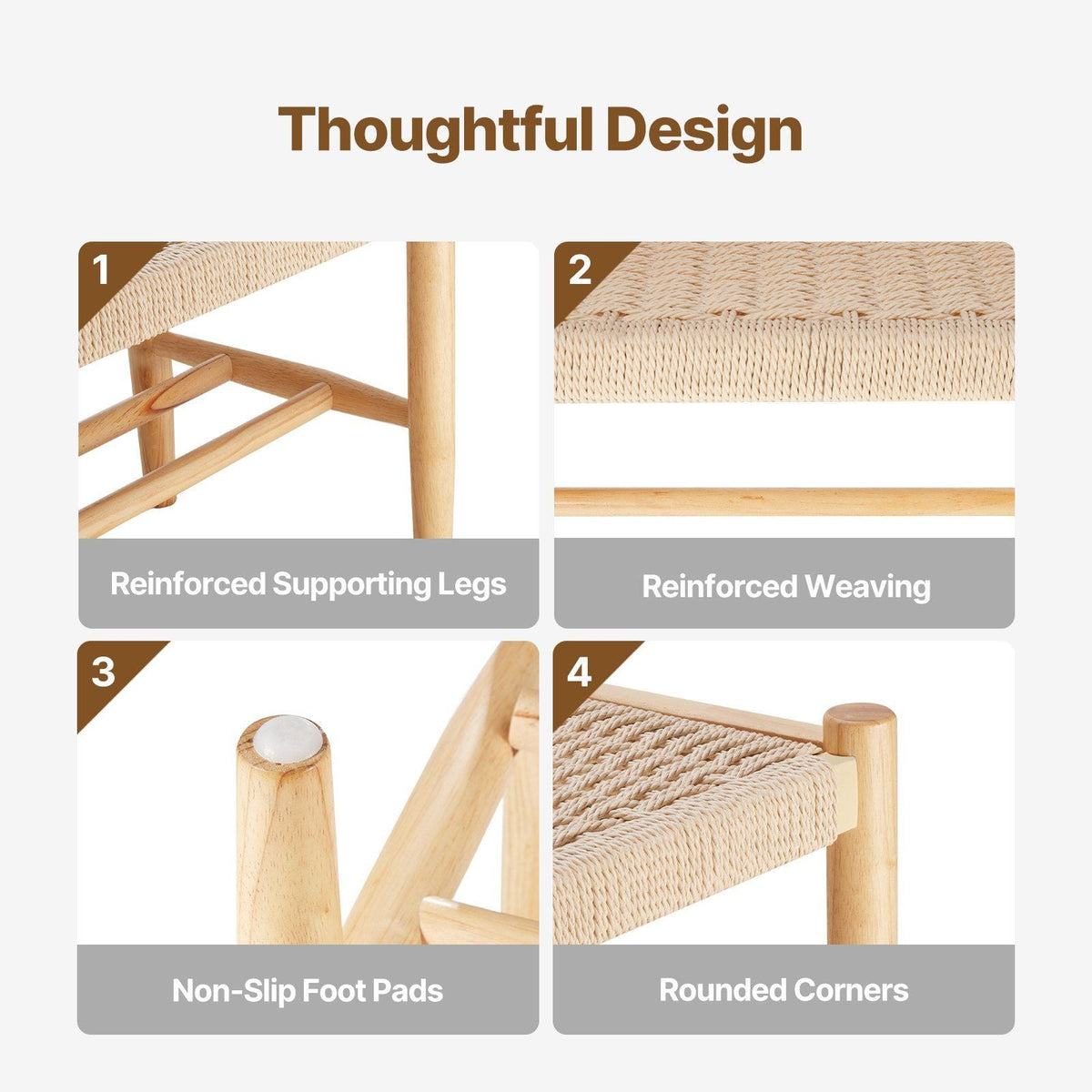 Rattan Bench, 47.6" Wooden Rattan Bench with Shoe Storage, Entryway Bench with Oak Wood Legs, Solid Wood Boho Bench with Hand Woven Rattan, for Entryway, Bedroom, Living Room, Kitchen