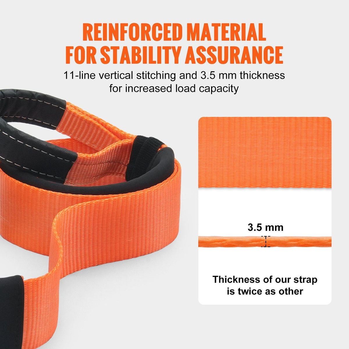 Recovery Tow Strap 3 inches, 8 feet 36,000 lbs Break Strength, Triple Reinforced Loop Straps, Tree Saver, Winch Line Extension Strap, Off Road Towing and Recovery, Extreme Weather Resistance