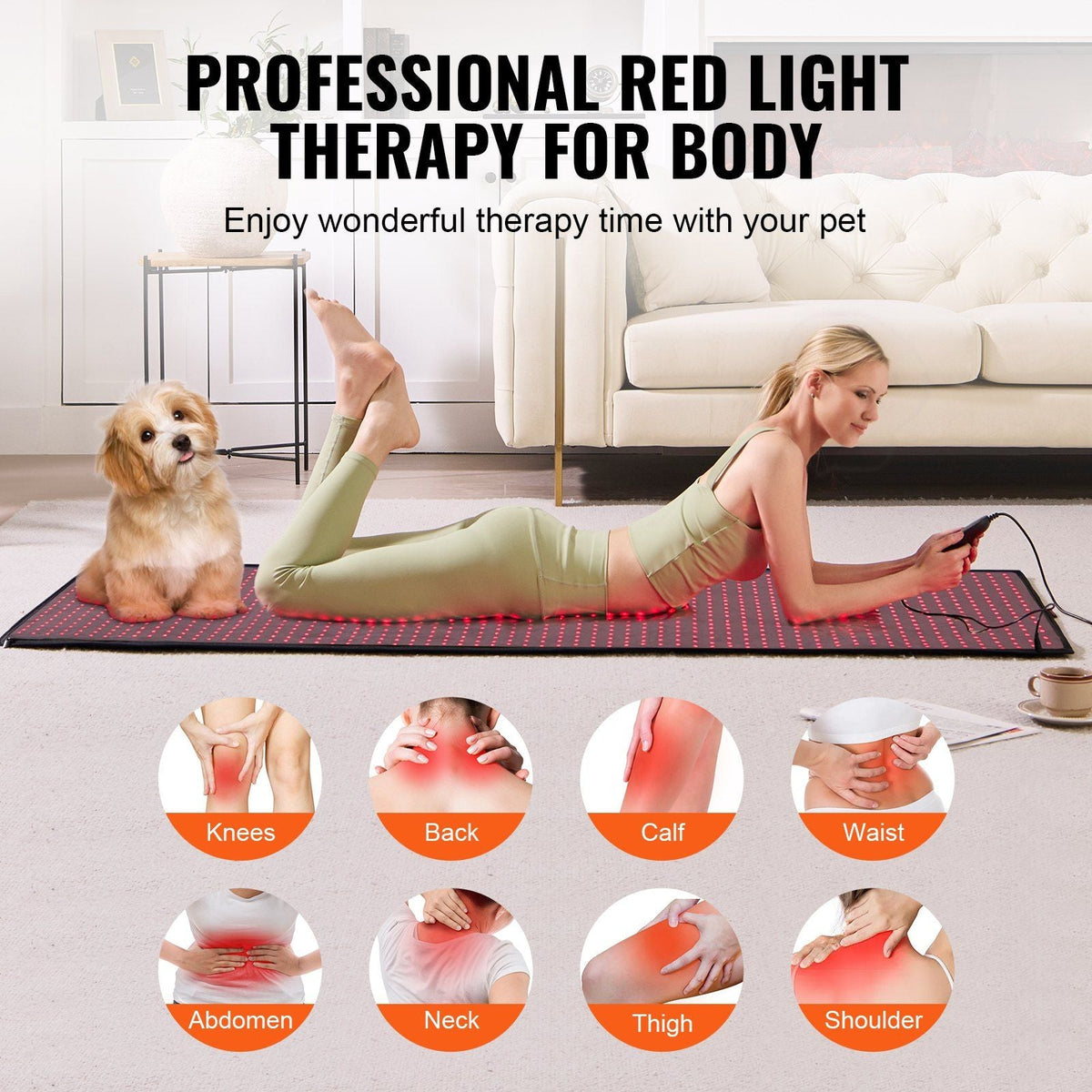 Red Light Therapy Mat for Full Body, 1280PCS 3-Chip LED Light Therapy Pad & Controller, 10/40Hz Pulse, 10-90 Min Timer, 660nm Red & 850nm Near Infrared Light Therapy for Pain Relief, Skin Health
