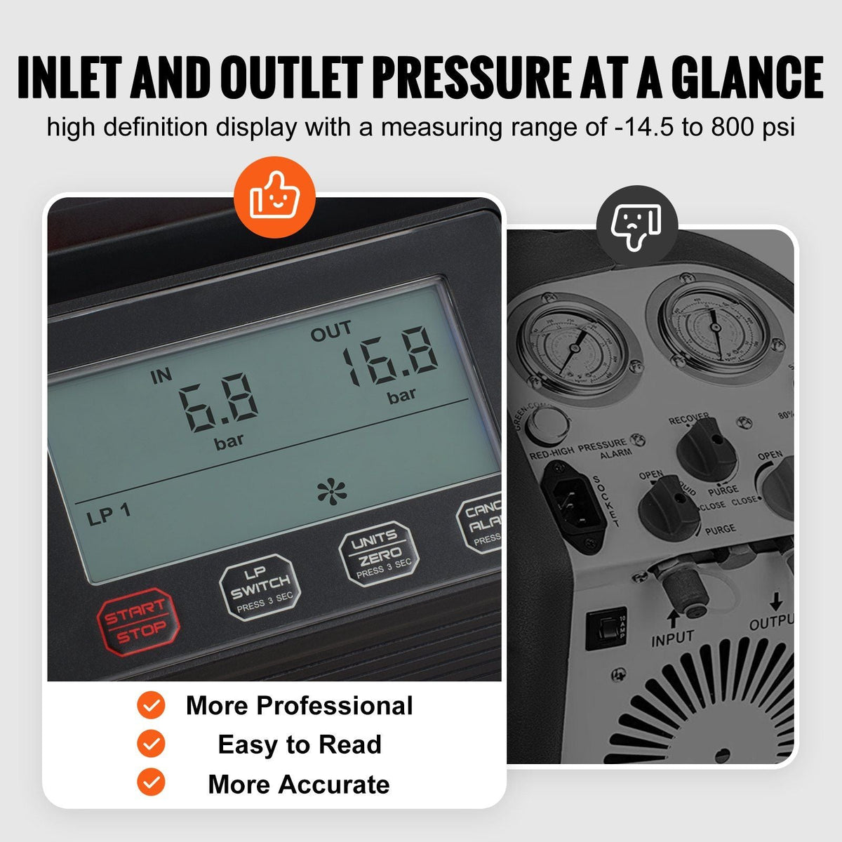 Refrigerant Recovery Machine, 1 HP Dual Cylinder Portable AC Recovery Machine with 3000rpm Brushless Motor, Freon Refrigerant Recycling Tool for Automotive, Air Condition, Household HVAC