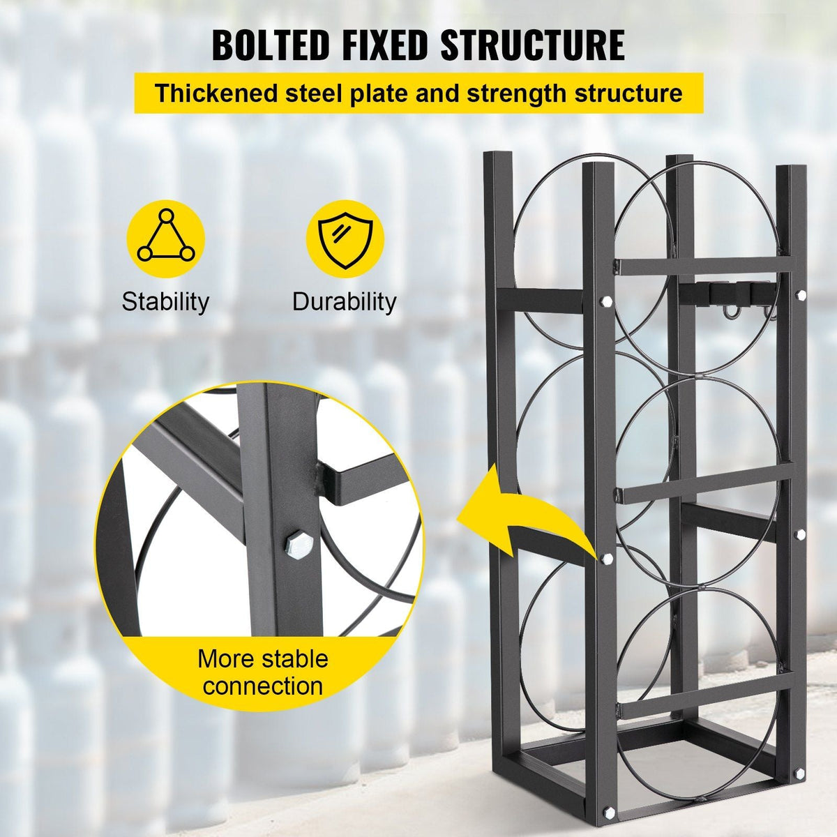 Refrigerant Tank Rack with 3-30lb Cylinder Saving Capacity Cylinder Tank Rack 826mm Refrigerant Cylinder Rack Gas Cylinder Racks and Holders for Gas Oxygen Nitrogen Storage
