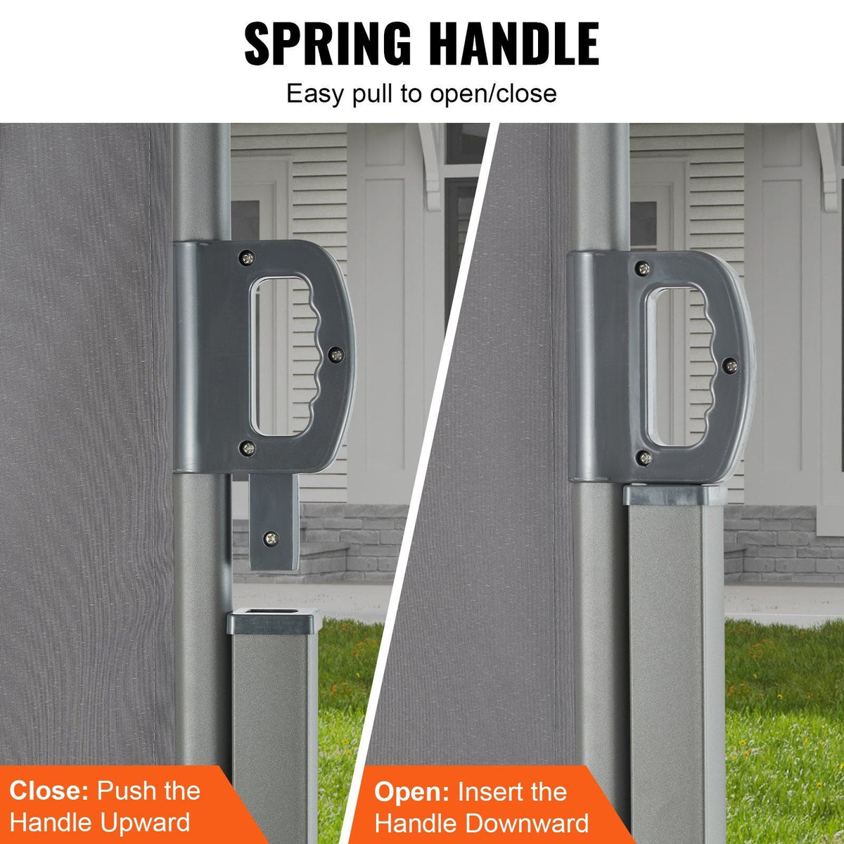 Retractable Side Awning, 63''x 118'' Outdoor Privacy Screen, 180g Polyester Water-proof Retractable Patio Screen, UV 30+ Room Divider Wind Screen for Patio, Backyard, Balcony, Gray
