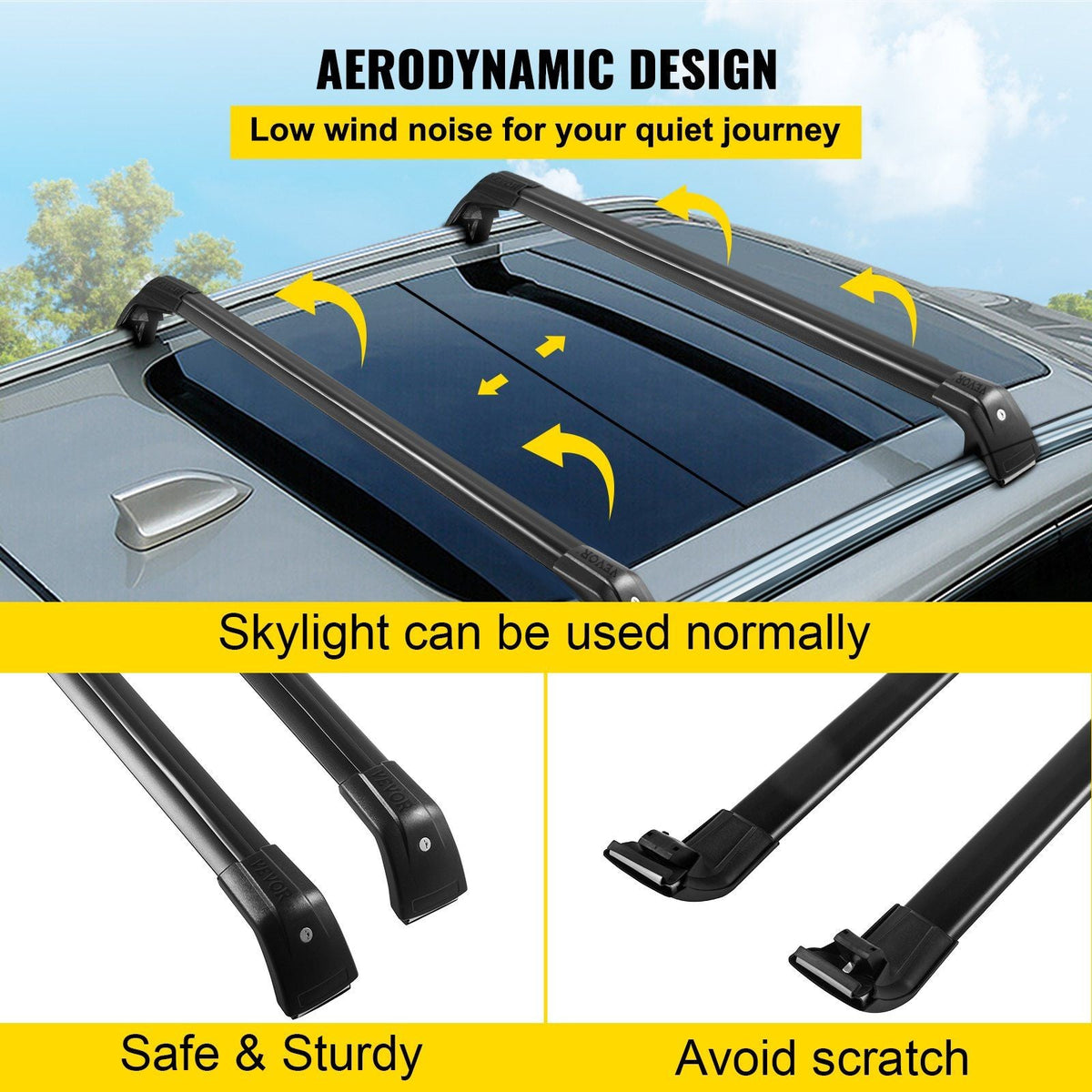 Roof Rack Compatible with Kia Sorento 2015-2021 Cross Bars Baggage Locking Roof Rail Crossbars Luggage Cargo Ladder Bike Load Roof Cross Bars 2015 2016 2017 2018 2019 2020 2021Black