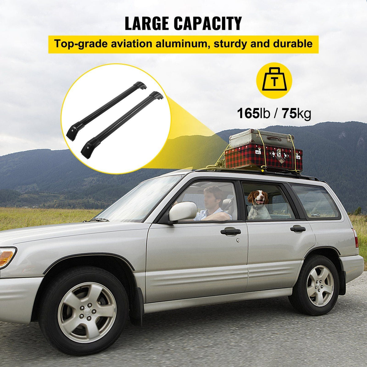 Roof Rack Compatible with Kia Sorento 2015-2021 Cross Bars Baggage Locking Roof Rail Crossbars Luggage Cargo Ladder Bike Load Roof Cross Bars 2015 2016 2017 2018 2019 2020 2021Black