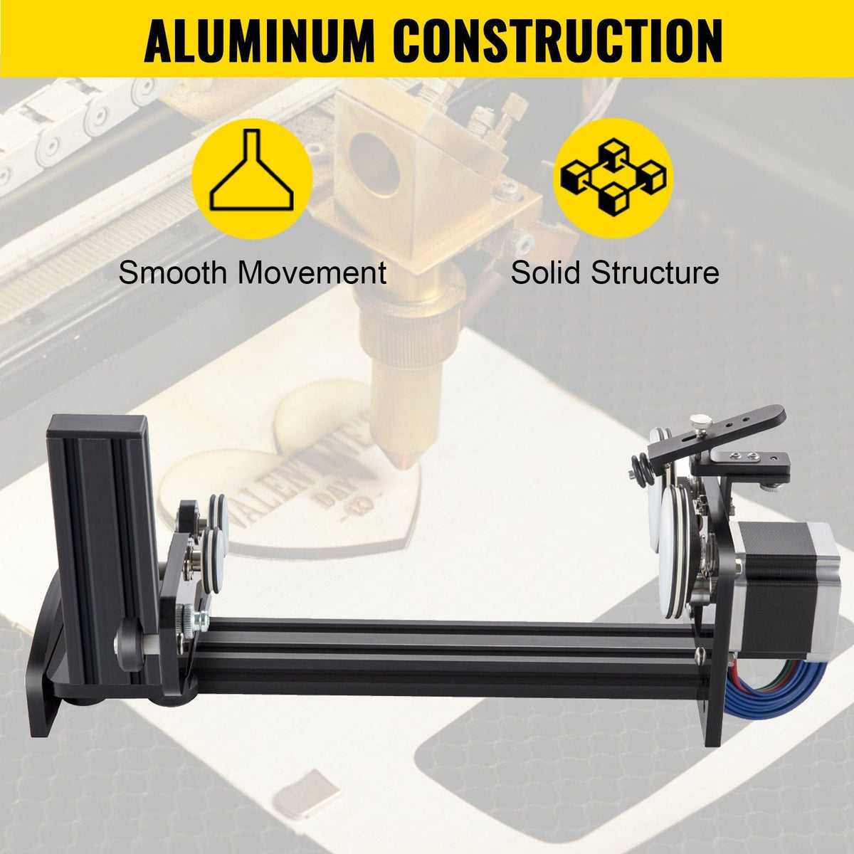 Rotary Axis Attachment, 4 Wheels Laser Rotary Attachment, 57 Stepper Motor Laser Cutter Rotary, 50 mm-350 mm Carve Length for Engraving Cutting Machine Spherical Carving Cylinder Carving