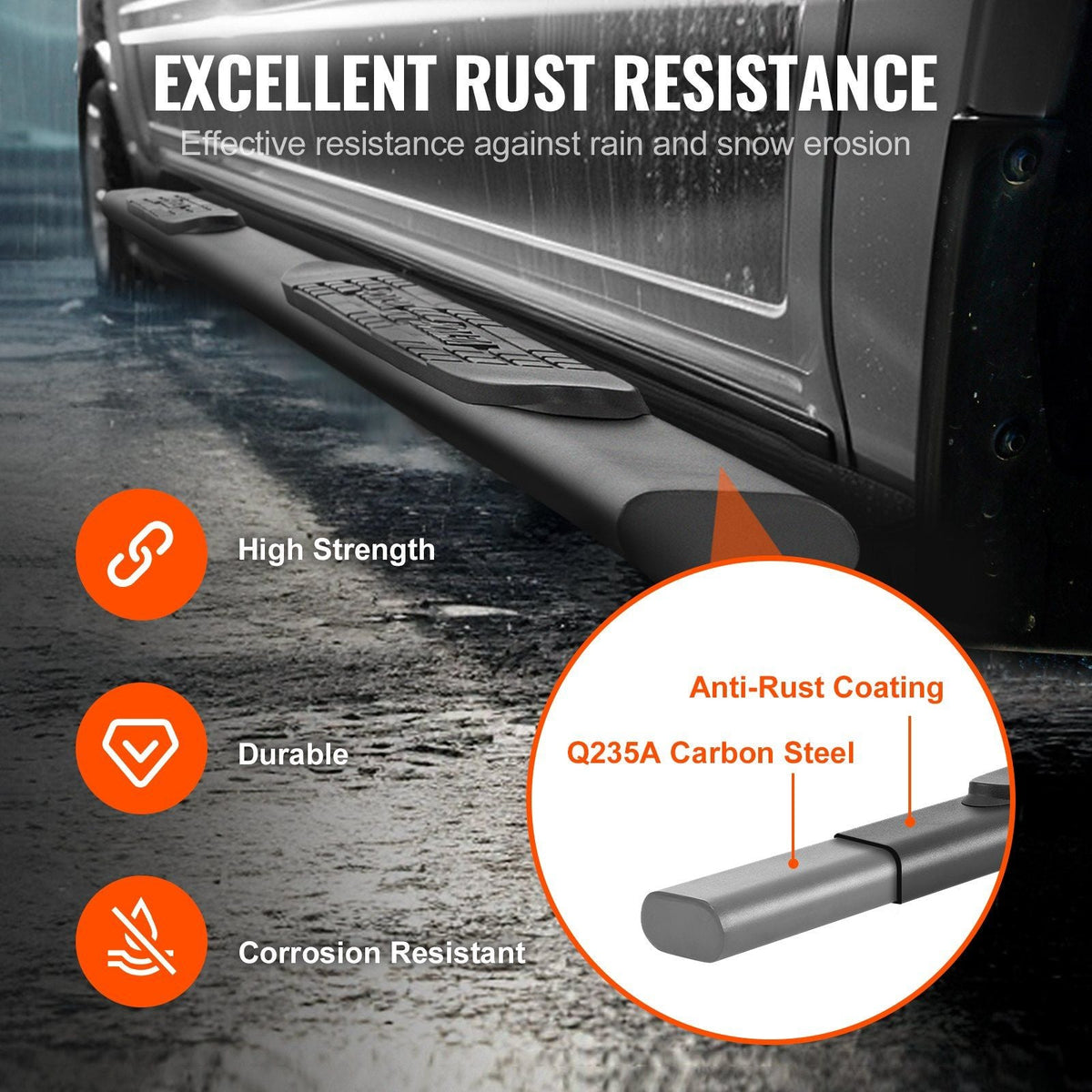 Running Boards 3" Step Bars Fit 2005-2023 Toyota Tacoma-Crew Cab 500LBS