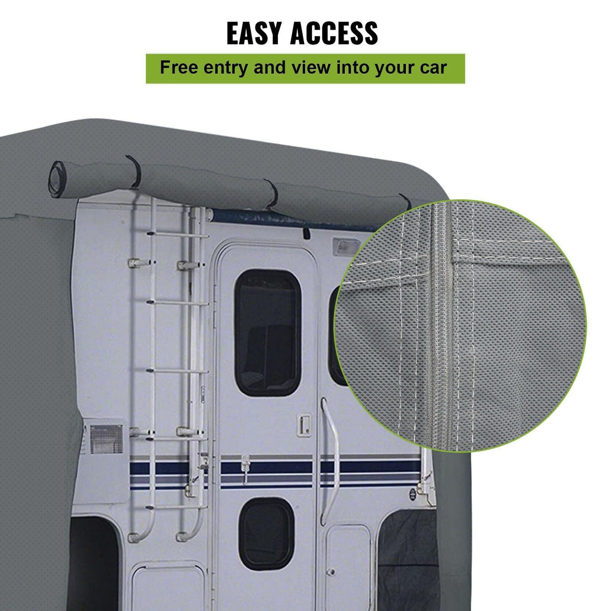 RV Cover, 8'-10' Travel Trailer RV Cover, Windproof RV & Trailer Cover, Extra-Thick 4 Layers Durable Camper Cover, Waterproof Ripstop Anti-UV for RV Motorhome with Adhesive Patch & Storage Bag