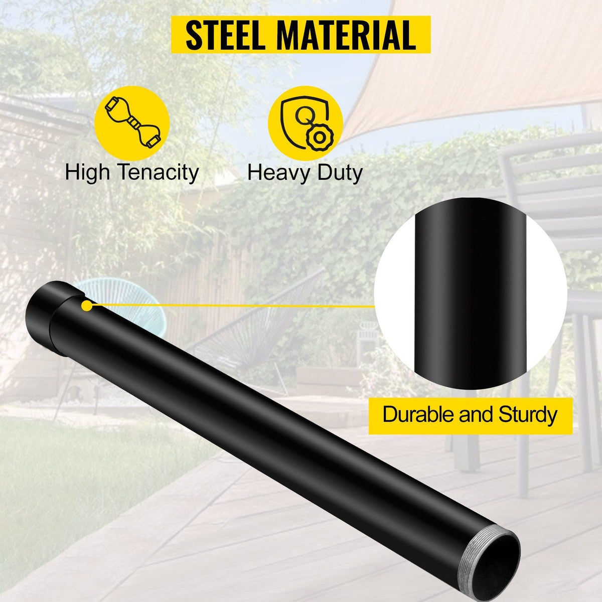 Sail Pole Extension, 21" Height Shade Pole Extension, 3" Diameter Shade Sail Pole Extender, Heavy Duty Steel Structure Powder Coated Sun Shade Extension Poles Suitable for Deck, Garden, Backyard