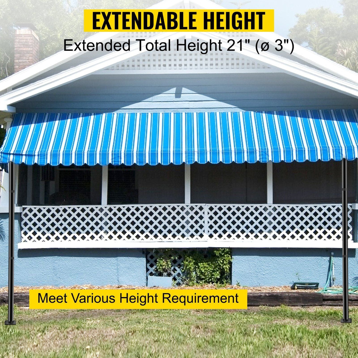 Sail Pole Extension, 21" Height Shade Pole Extension, 3" Diameter Shade Sail Pole Extender, Heavy Duty Steel Structure Powder Coated Sun Shade Extension Poles Suitable for Deck, Garden, Backyard