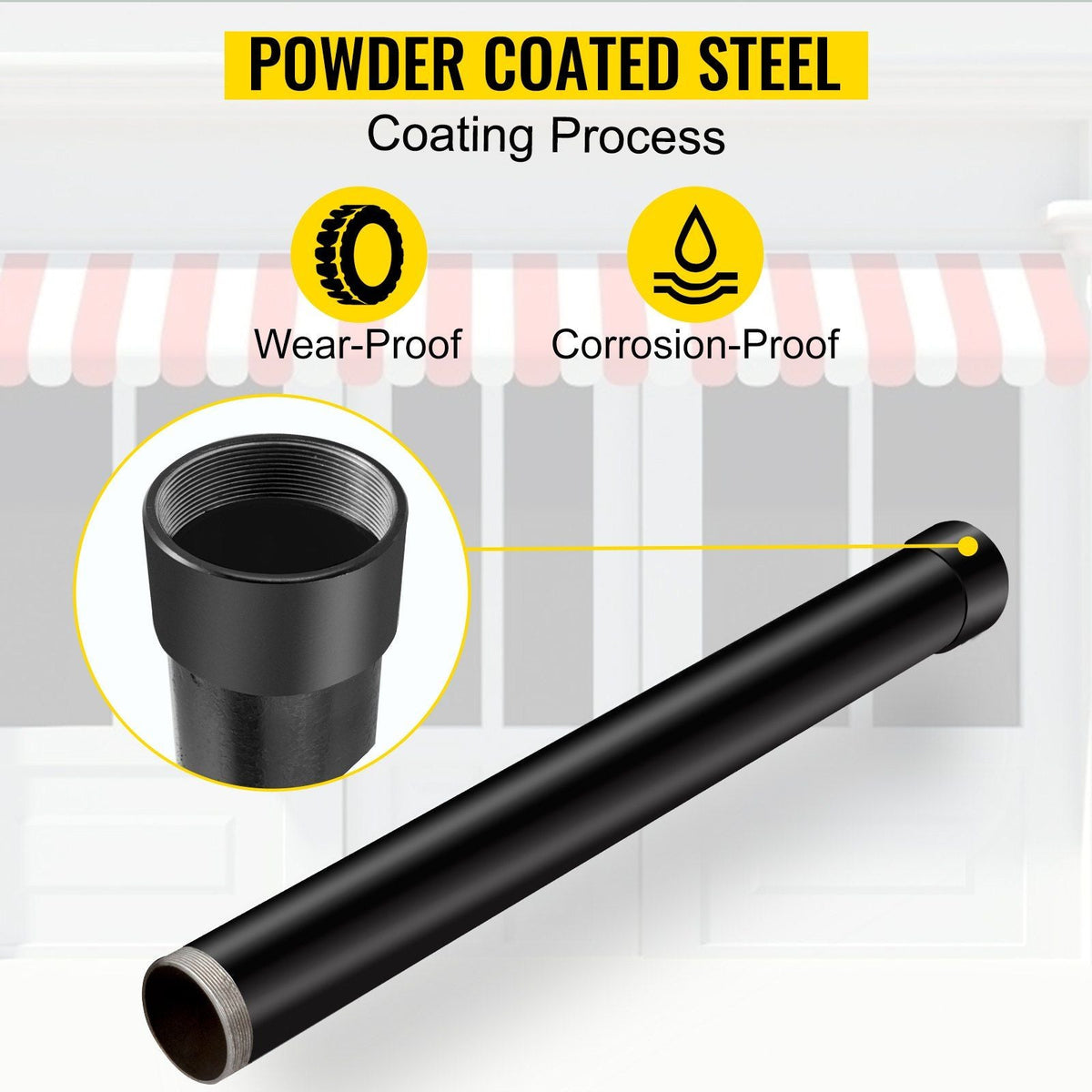Sail Pole Extension, 21" Height Shade Pole Extension, 3" Diameter Shade Sail Pole Extender, Heavy Duty Steel Structure Powder Coated Sun Shade Extension Poles Suitable for Deck, Garden, Backyard