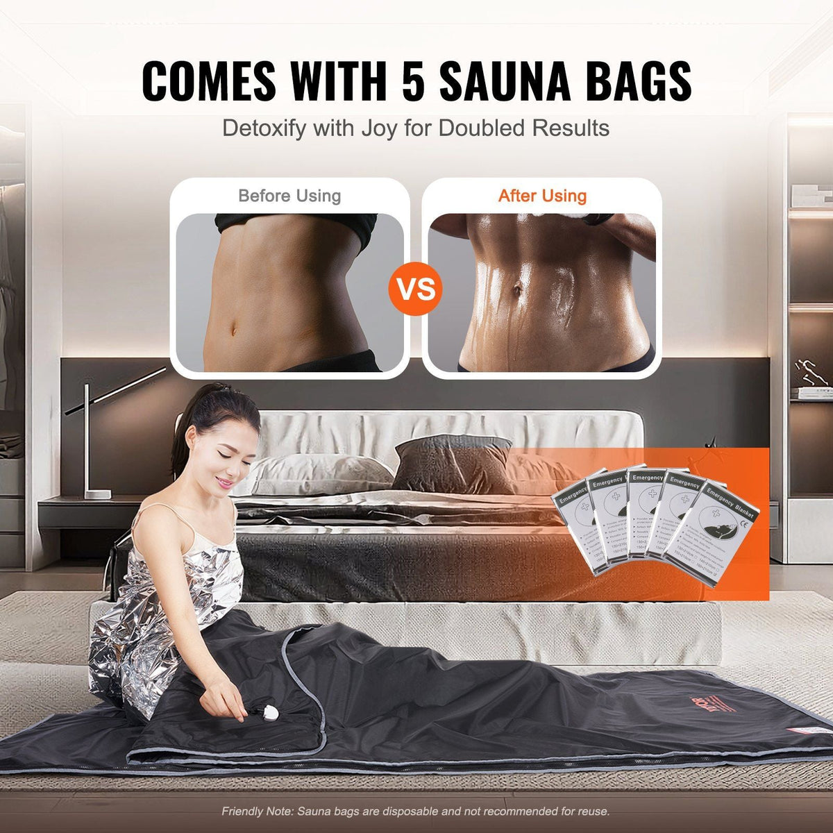 Sauna Blanket for Detoxification, Portable Far Infrared Sauna for Home, Oxford Sauna Bag w/ Arm Holes & Carbon Fiber Heating, 1-6 Level Adjustable Temp 95-176°F , 5-60 Minutes Timer, 75 x 35 in