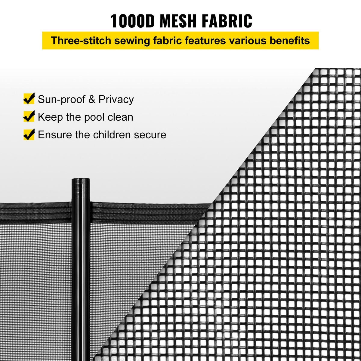 Sentry Security Pool Fence 4x48 ft Removable Pool Fence Hole Size 1.1x 3.5 in Pool Fences for In-ground Pools 44 Sleeves Pool Fence DIY by Life Saver Fencing Section Kit Black