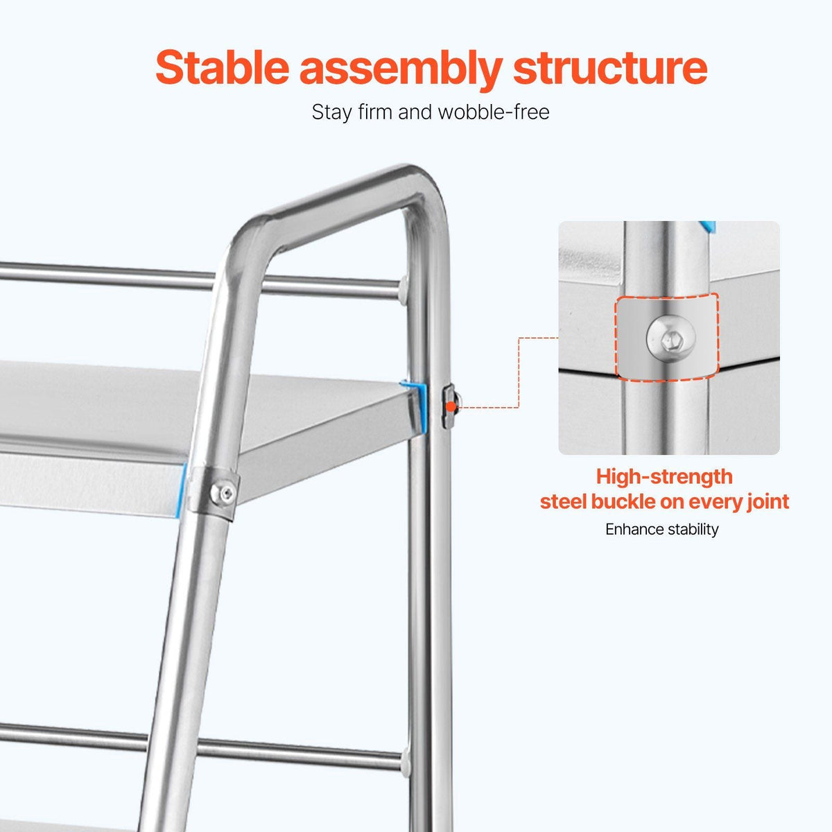 Service Cart, 3 Layers Stainless Steel Utility Rolling Cart with Drawer, Lockable Wheels, Ideal for Laboratory, Hospital, Dental Use
