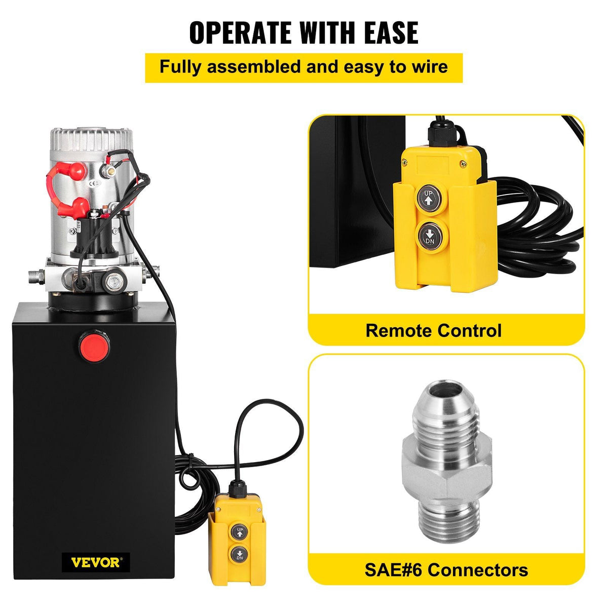 Single Acting Hydraulic Pump 12V DC Hydraulic Power Unit 3.75 Gallon Dump Trailer Pump Steel Hydraulic Power Unit (Steel, 15 Quart/Single Acting)