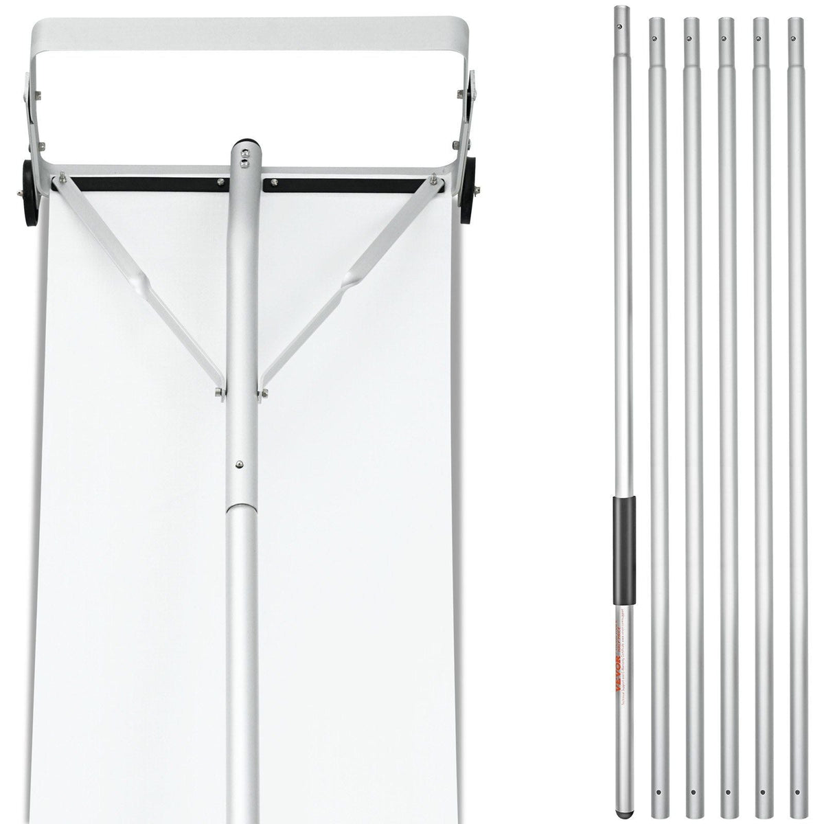 Snow Roof Rake, 30ft Reach Aluminium Roof Shovel with Slide Cloth, Premium 19" Blade Snow Removal Tool, Safe on Roof with Roll Wheels, Anti-Slip Handle, Use for House Roof, Car Snow, Wet Leaves