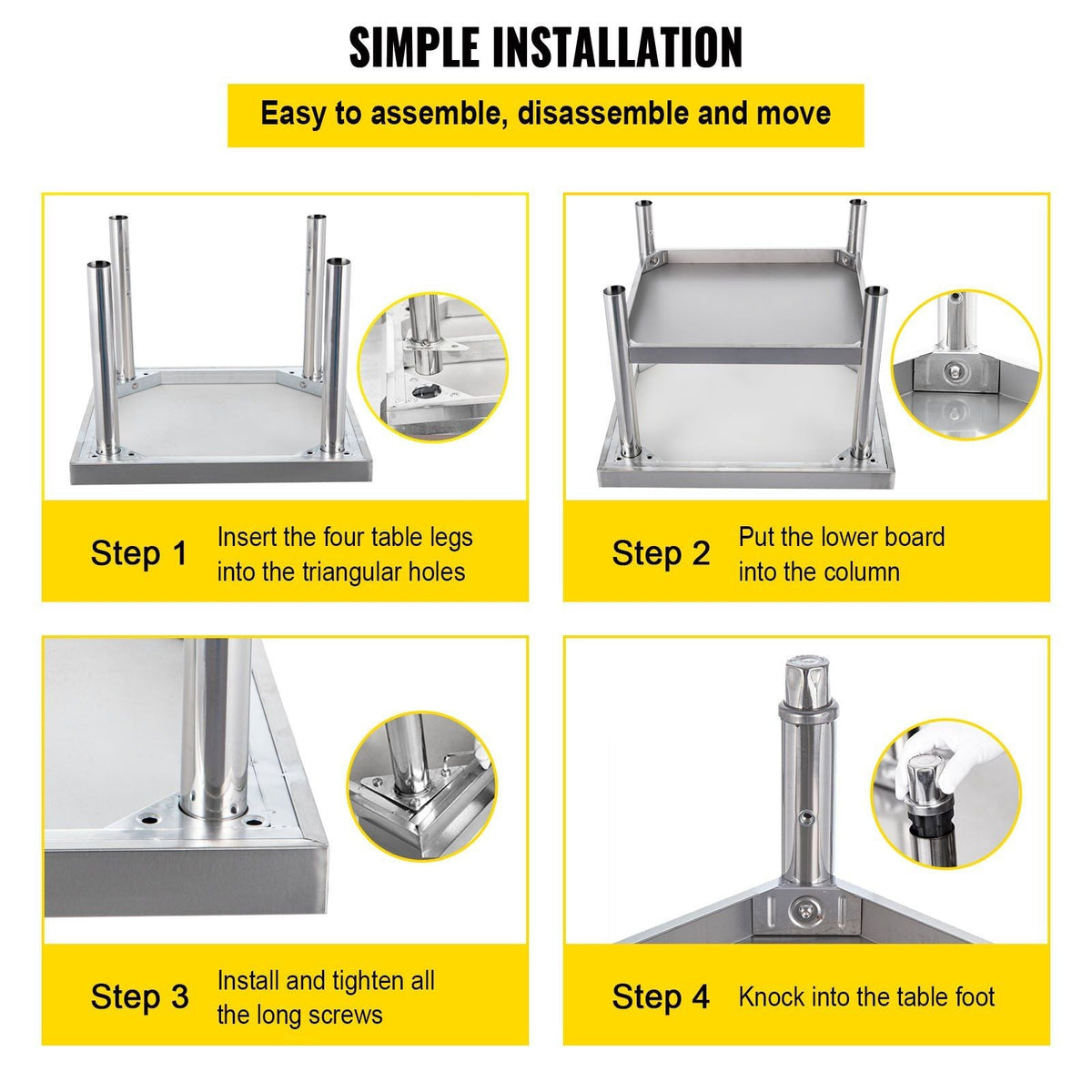 Stainless Steel Equipment Grill Stand, 24 x 24 x 24 Inches Stainless Table, Grill Stand Table with Adjustable Storage Undershelf, Equipment Stand Grill Table for Hotel, Home, Restaurant Kitchen