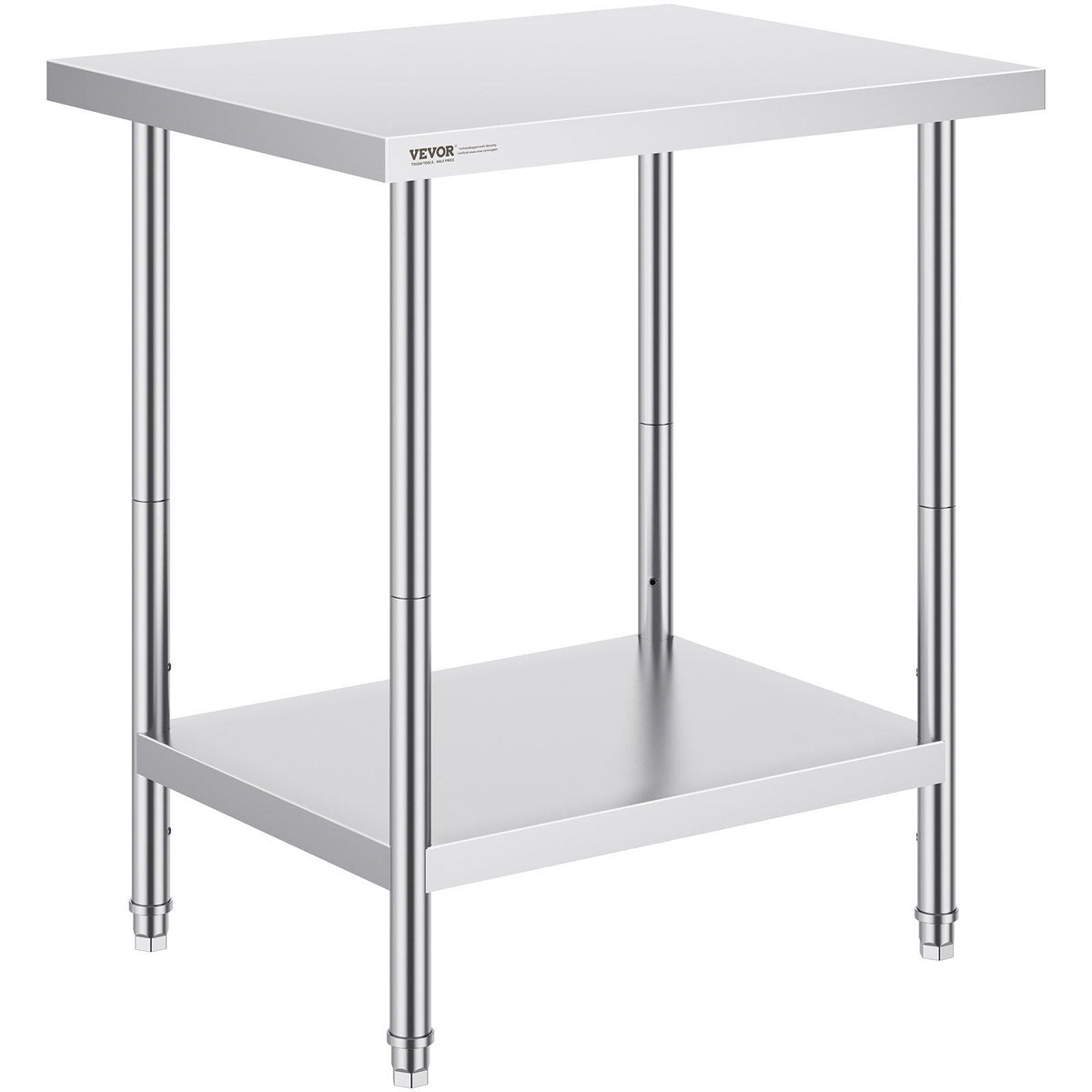 Stainless Steel Prep Table, 24 x 30 x 34 Inch, Heavy Duty Metal Worktable with 3 Adjustable Height Levels, Commercial Workstation for Kitchen Garage Restaurant Backyard