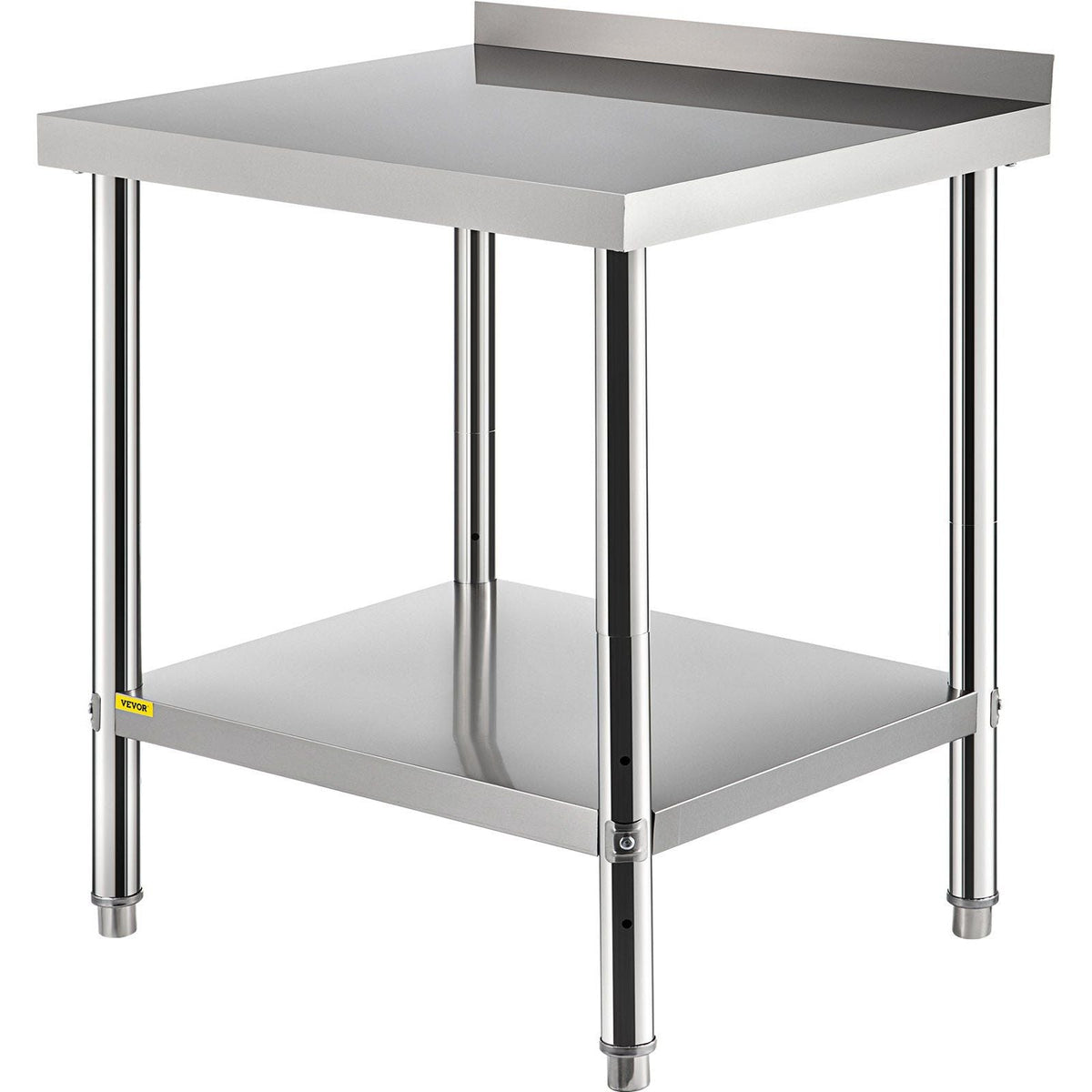 Stainless Steel Prep Table, 30 x 24 x 35 Inch, 440lbs Load Capacity Heavy Duty Metal Worktable with Backsplash and Adjustable Undershelf, Commercial Workstation for Kitchen Restaurant
