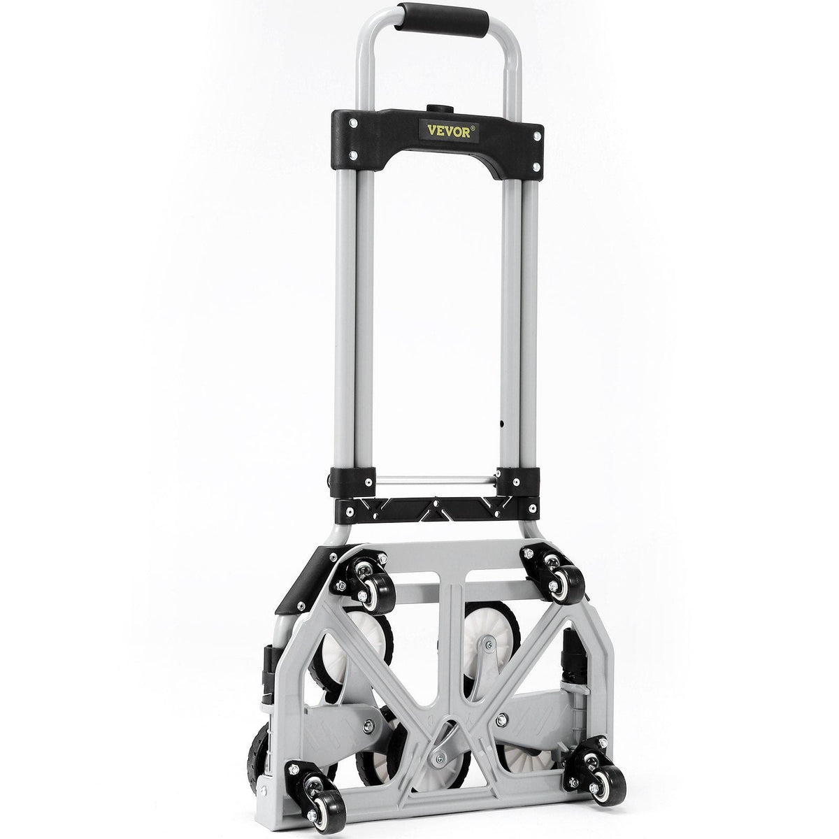 Stair Climbing Cart, 220 lbs Capacity Hand Truck with Adjustable Handle, Folding Dolly Cart for Stairs, Stair Climbing Dolly Hand Carts with 10 Wheels for Shopping, Moving, Office Use
