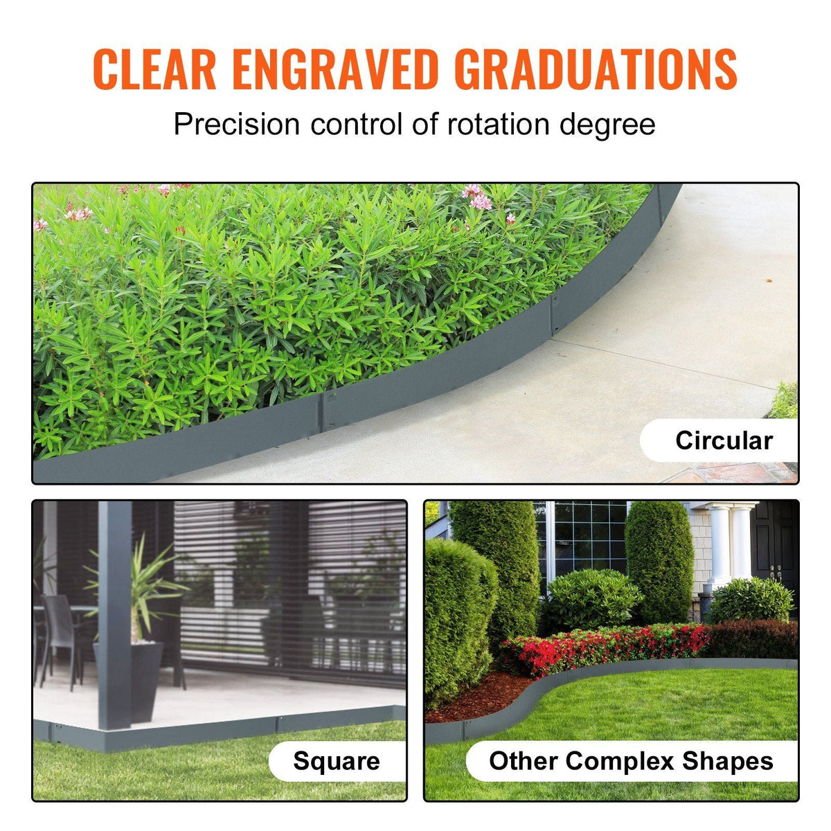 Steel Landscape Edging, 5-pack Steel Garden Edging Borders, 39" L x 5" H Strips, Hammer-in Edging Border, Bendable Metal Landscape Edging for Yard, Garden, Lawn, 3.15" Spike Height, Dark Gray