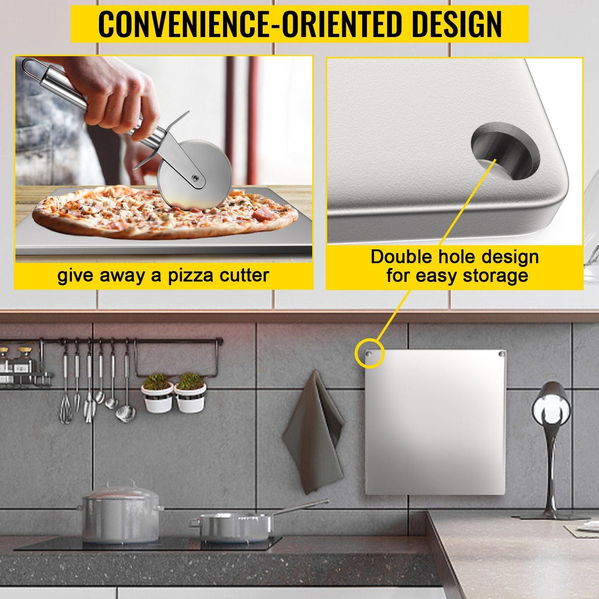 Steel Pizza Stone, Solid Steel Baking Steel, 16" x 14" Steel Pizza Plate, 0.2" Thick Steel Pizza Pan, High-Performance Pizza Steel for Grill and Oven, Baking Surface for Oven Cooking and Baking