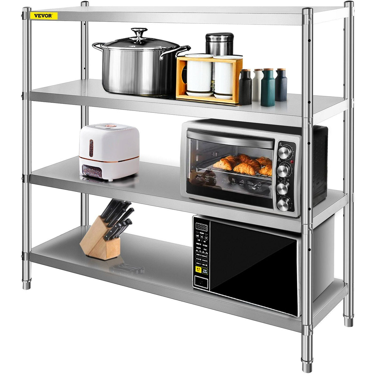 Storage Shelf, 4-Tier Stainless Steel Shelving, Storage Shelving Unit, 70.9 x 17.7 x 59.1 Inch Heavy Duty Storage Rack Shelving, 1320 Lbs Total Capacity with Adjustable Height