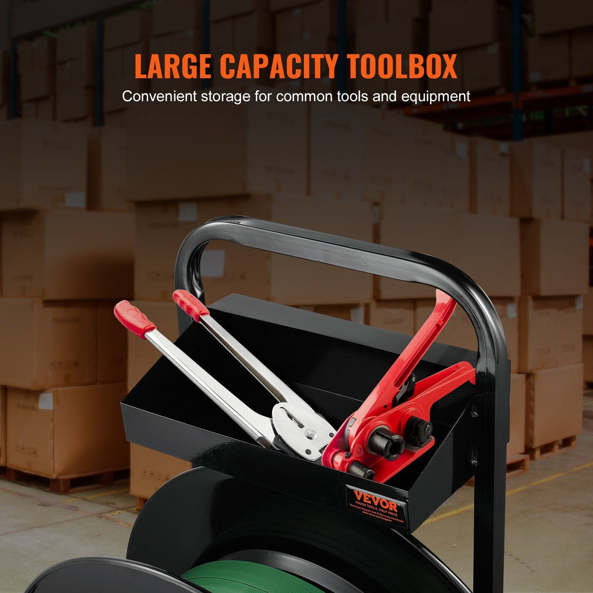 Strapping Dispenser Banding Cart for PET/PP Strapping Roll 16"/8" Core