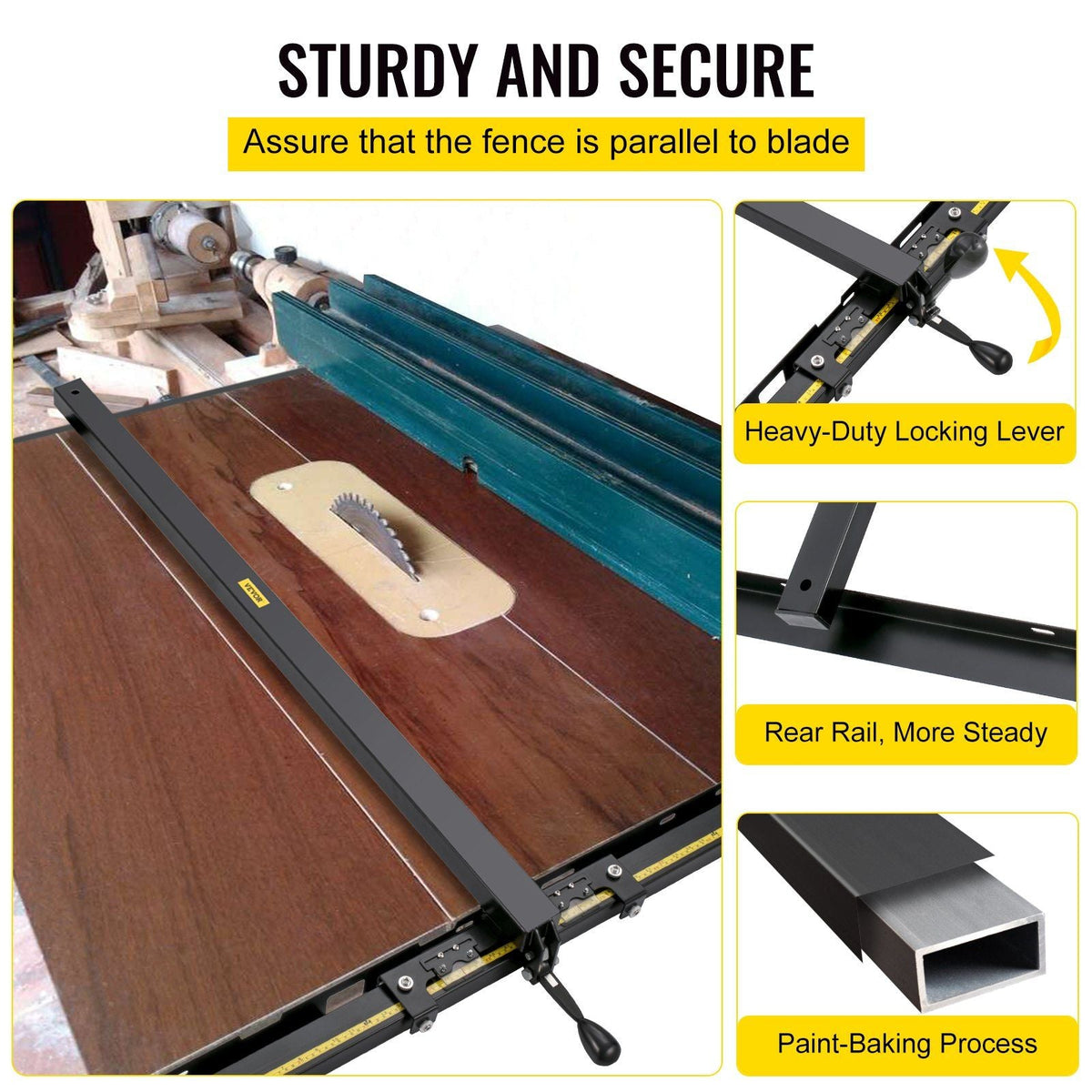 Table Saw Fence System, 57"×57" Classic Table Saw Fence Rail, Metric/Imperial Scale, Adjustable Hole Saw Fence System, w/Front Guide Bar Table Saw Fence, Tablesaw Fence Slide for Easy Gliding