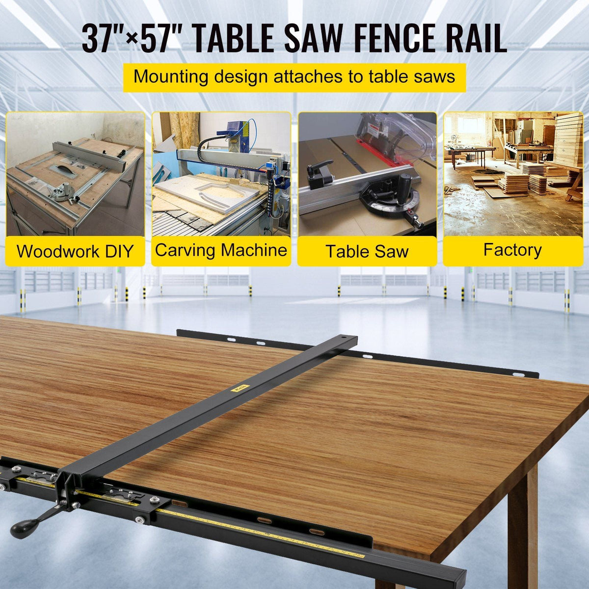 Table Saw Fence System, 57"×57" Classic Table Saw Fence Rail, Metric/Imperial Scale, Adjustable Hole Saw Fence System, w/Front Guide Bar Table Saw Fence, Tablesaw Fence Slide for Easy Gliding