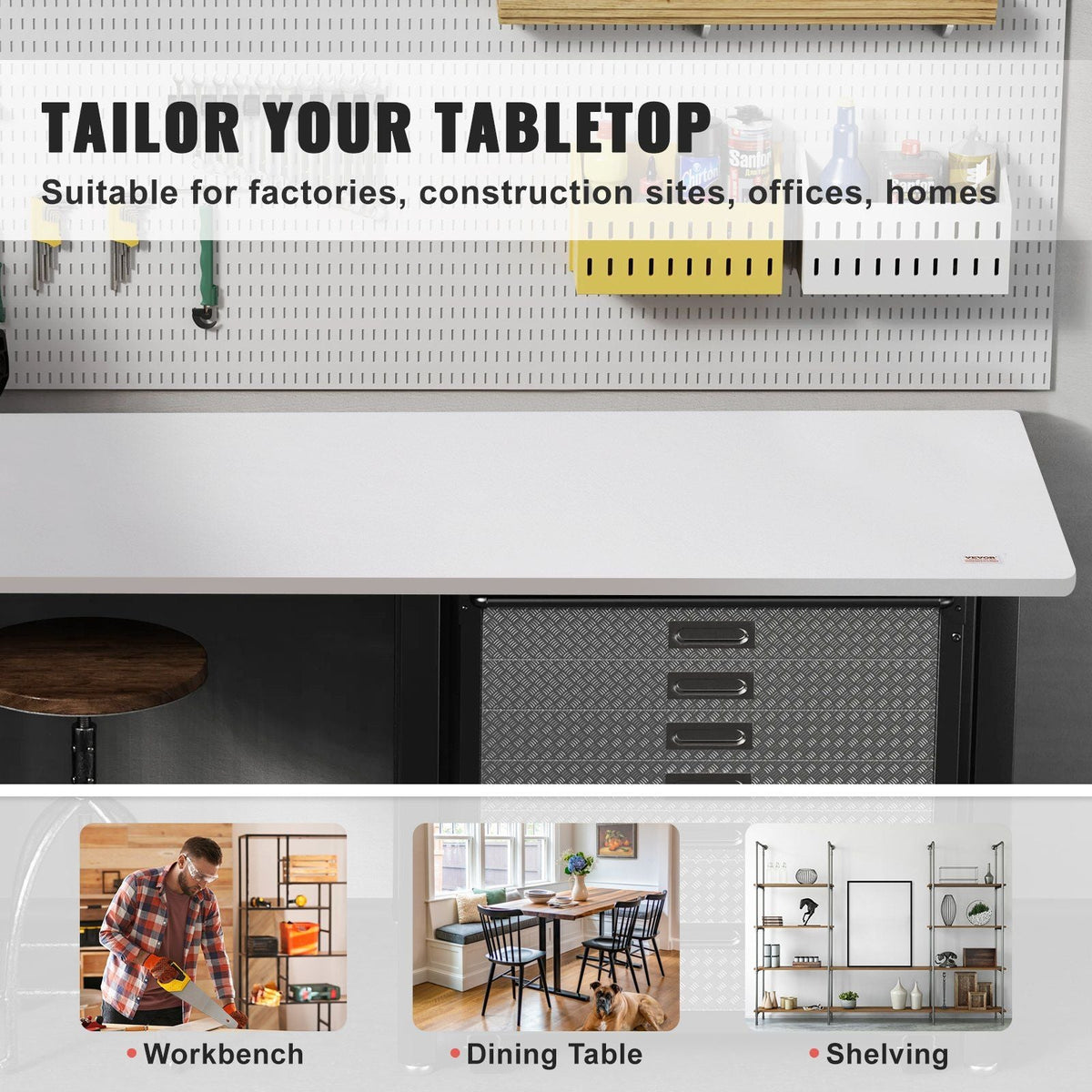 Table Top, 47.2" x 29.5" x 1", 220.5 lbs Load Capacity, Universal One-Piece Particle Board Desktop for Height Adjustable Electric Standing Desk Frame, Rectangular Countertop for Home and Office