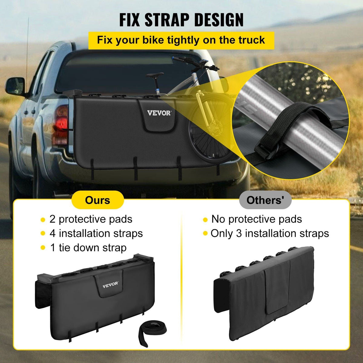 Tailgate Pad for Bikes, Tailgate Protection Cover Carries UP to 5 Mountain Bikes,54" Bike Pickup Pad for Pickup Truck