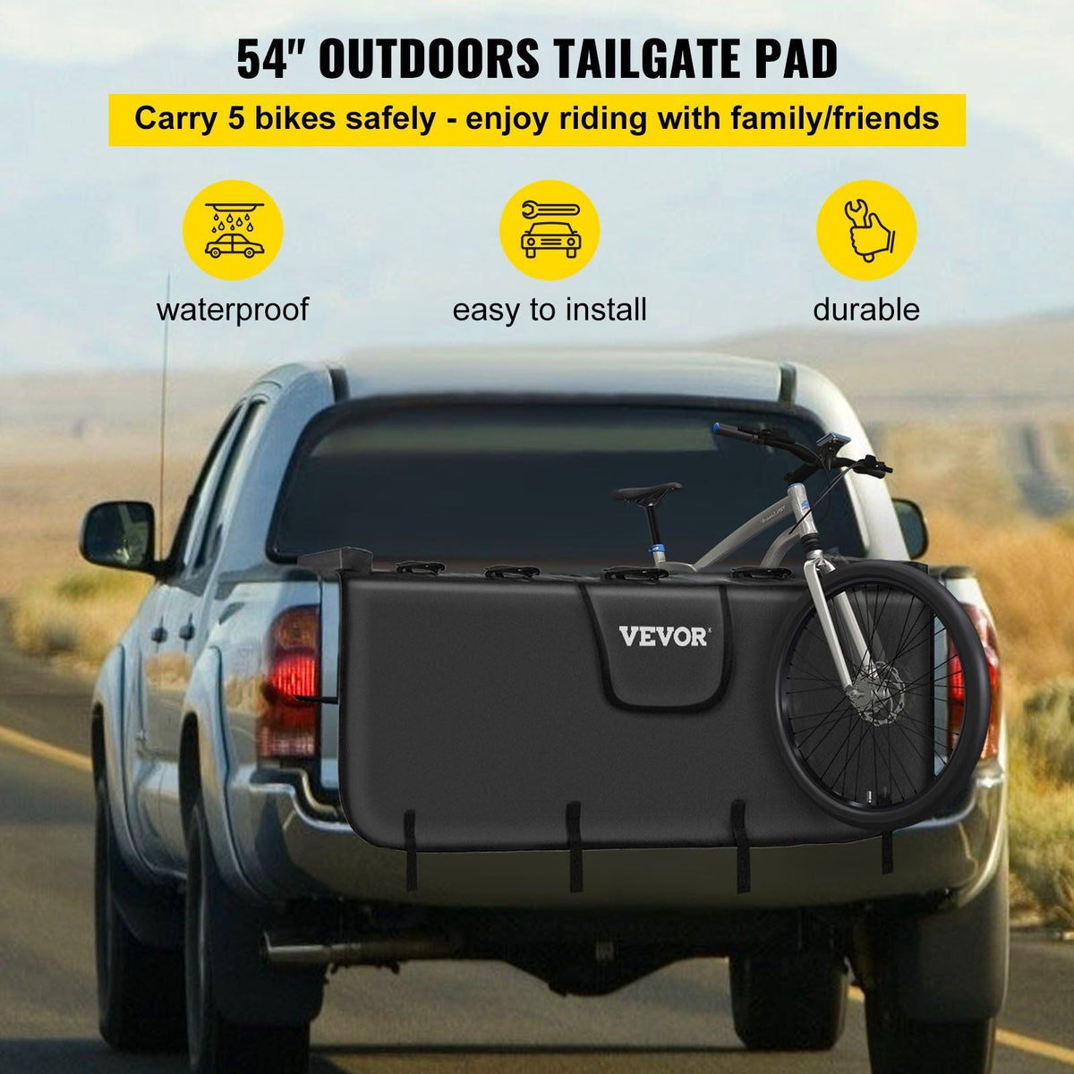 Tailgate Pad for Bikes, Tailgate Protection Cover Carries UP to 5 Mountain Bikes,54" Bike Pickup Pad for Pickup Truck