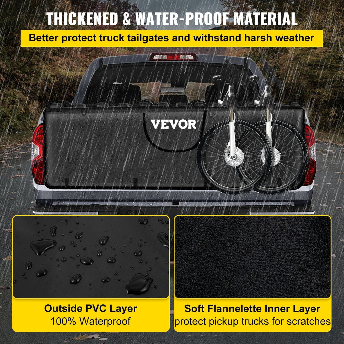 Tailgate Pad for Bikes, Tailgate Protection Cover Carries UP to 7 Mountain Bikes, 63" Bike Pickup Pad for Pickup Truck