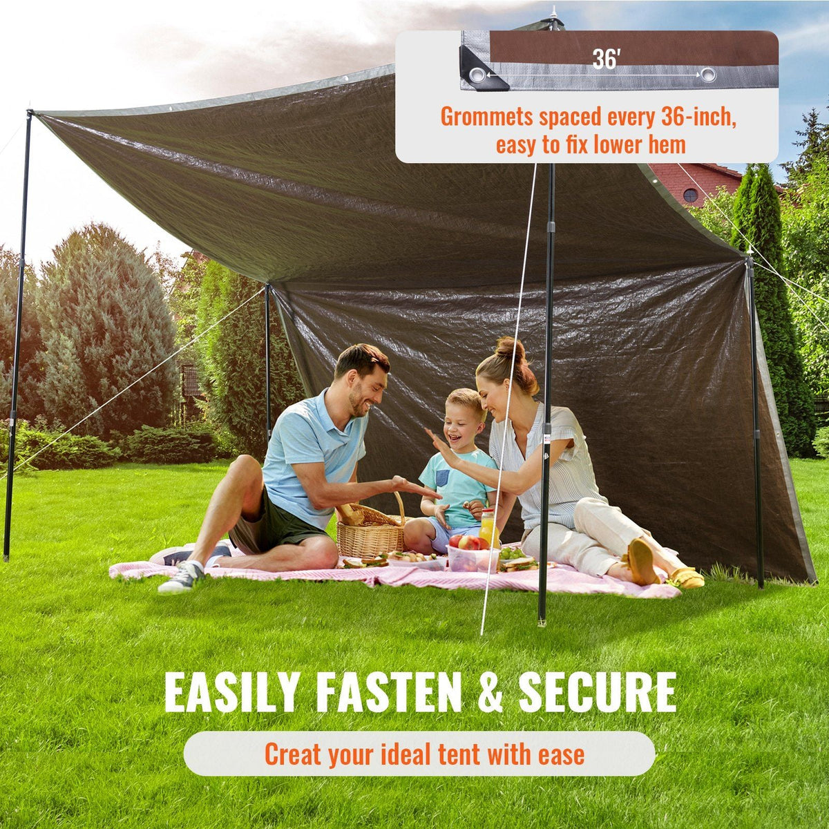 Tarp 10x12 ft, Waterproof Plastic Poly Tarp Cover 10 Mil, Multi Purpose Tear UV and Temperature Resistant Outdoor Tarpaulin with High Durability Reinforced Grommets (Silver/Brown)