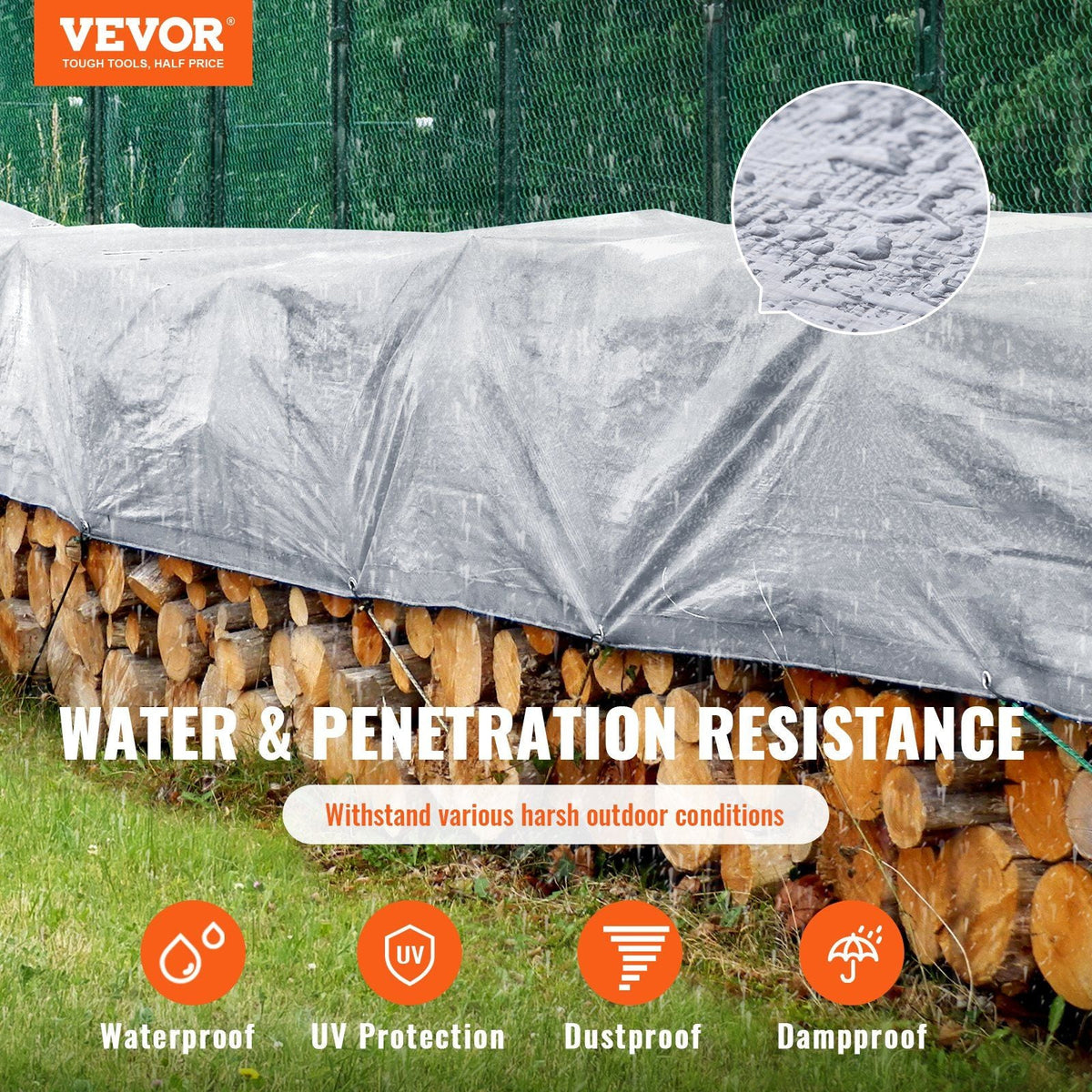 Tarp 10x12 ft, Waterproof Plastic Poly Tarp Cover 10 Mil, Multi Purpose Tear UV and Temperature Resistant Outdoor Tarpaulin with High Durability Reinforced Grommets (Silver/Brown)