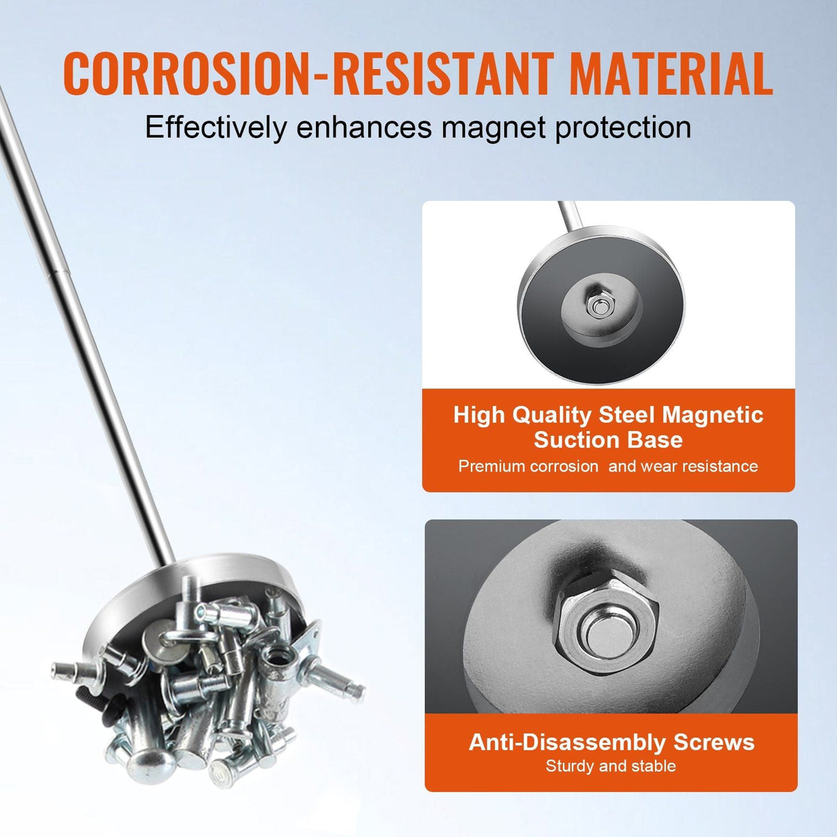 Telescoping Magnetic Sweeper Pickup Tool, 3.5inch Handheld Screws Parts Finder with 35LB Pull Capacity, Retractable Handle 8.3 to 33 inches with Strong Magnet, Pick up Nails Screws Metal Parts