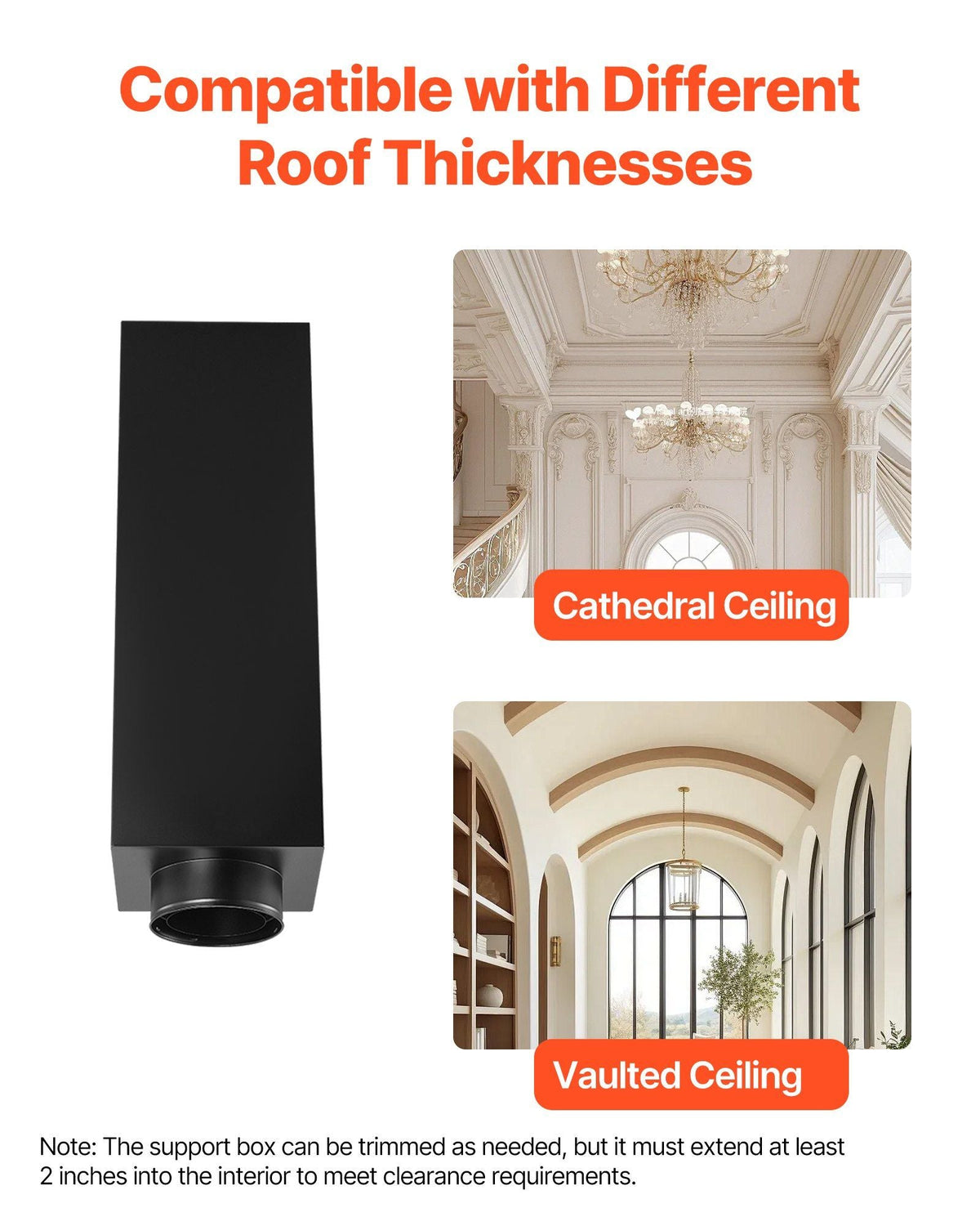 Through the Wall Kit for 6-Inch Chimney Pipe, Stainless Steel Internal Through Wall Chimney Kit with Rain Cap, Roof Waterproof Flashing Plate for 5-30 Degree Roof Pitch(No Straight Pipe)