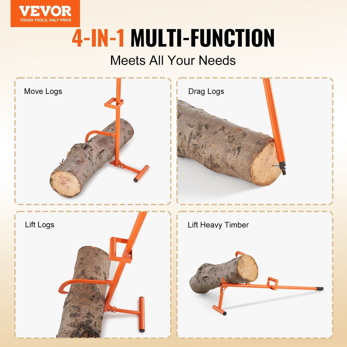 Timberjack Log Lifter 4 in 1 Log Roller 48 in Logging Forestry Multitool
