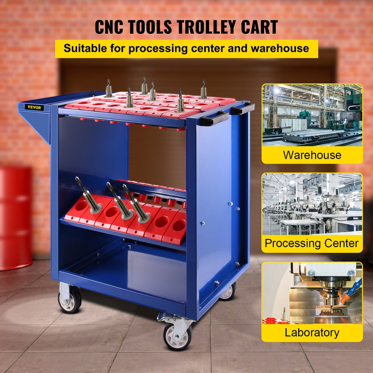 Tool Cart 40 Taper Tool Holder CNC Tool Cart 35 Capacity CAT40 BT40 Service Carts with Wheels Heavy Duty (BT40 35 Capacity)