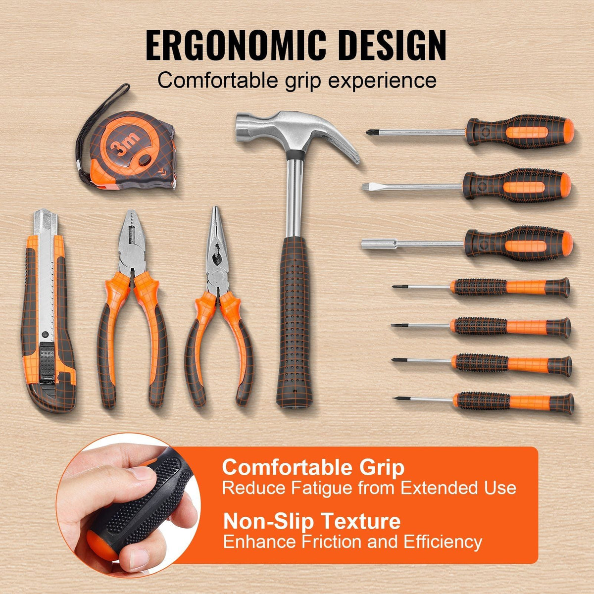 Tool Kit, 132 Piece General Household Hand Tool Set, Home Repairing Tool Kit with Portable Tool Storage Case, High-Quality Steel, for Home Maintenance, DIY Projects, and Automotive Repair
