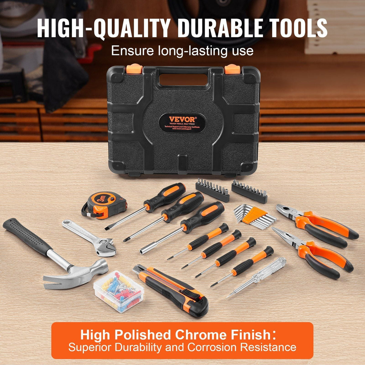 Tool Kit, 132 Piece General Household Hand Tool Set, Home Repairing Tool Kit with Portable Tool Storage Case, High-Quality Steel, for Home Maintenance, DIY Projects, and Automotive Repair