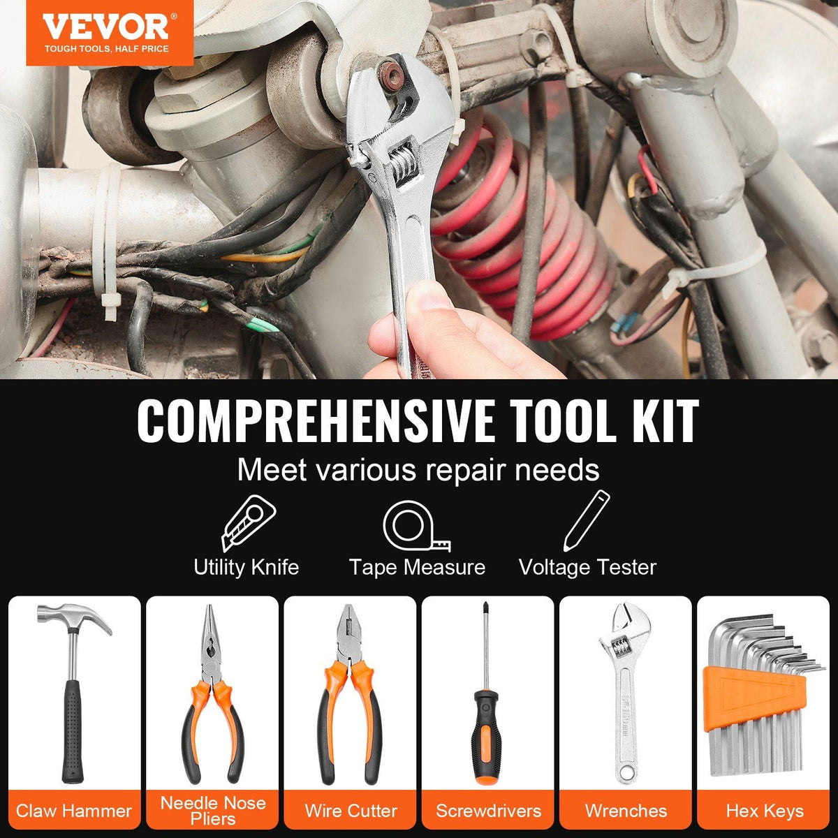 Tool Kit, 132 Piece General Household Hand Tool Set, Home Repairing Tool Kit with Portable Tool Storage Case, High-Quality Steel, for Home Maintenance, DIY Projects, and Automotive Repair