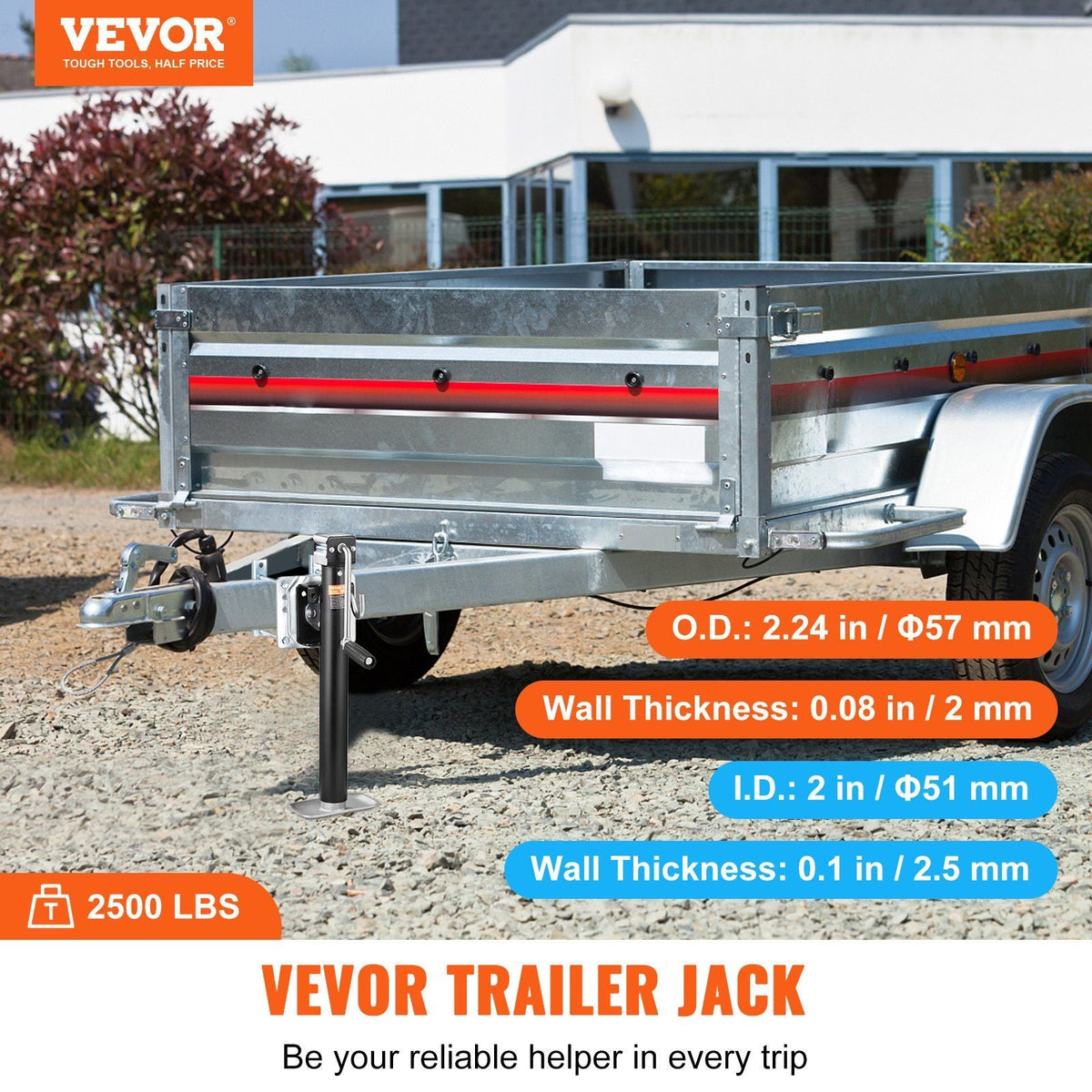 Trailer Jack, Trailer Tongue Jack Fix Mount Bolt-on 2500 lb Weight Capacity, Trailer Jack Stand with Handle for lifting RV Trailer, Horse Trailer, Utility Trailer, Yacht Trailer