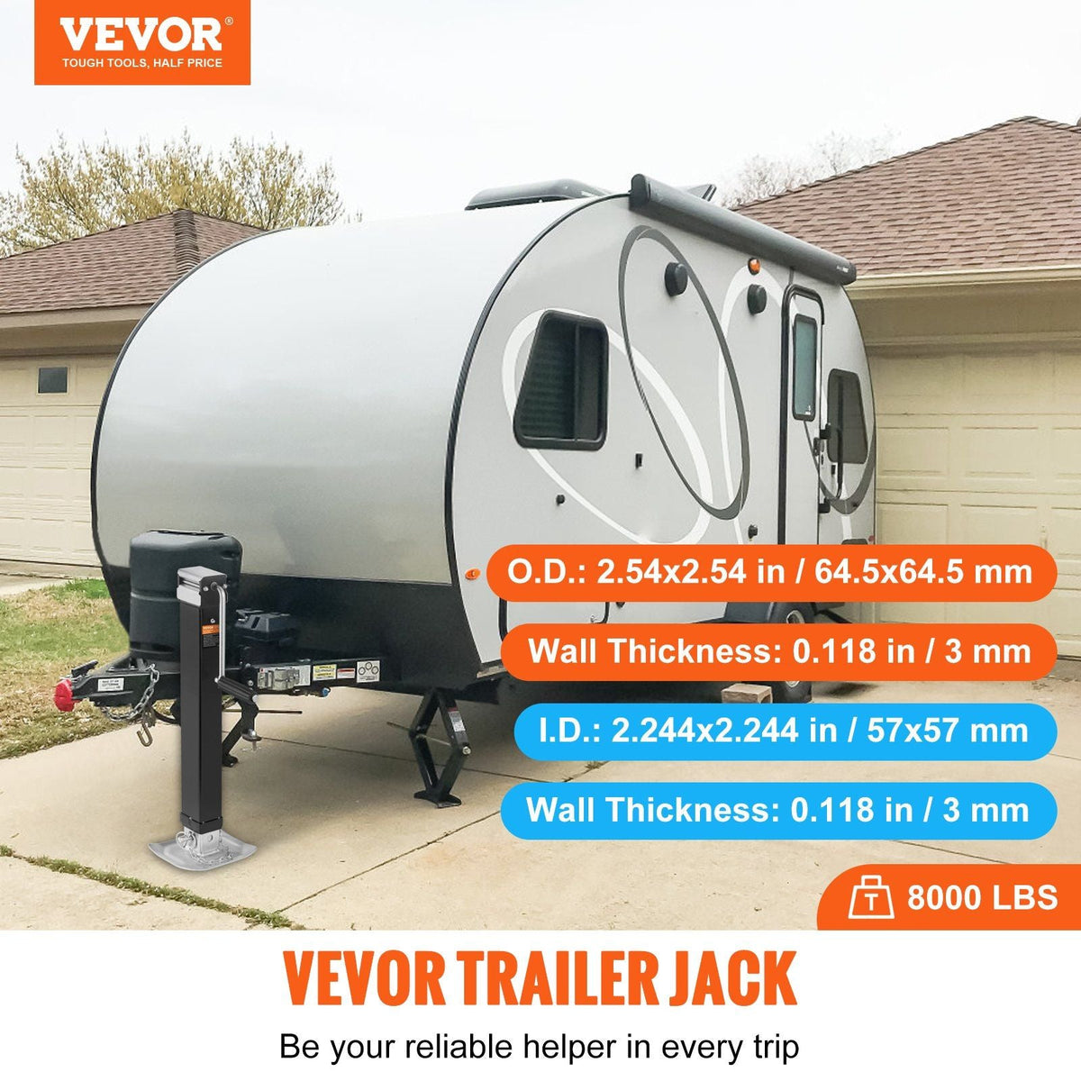 Trailer Jack, Trailer Tongue Jack Welding-on 8000 lb Weight Capacity, Trailer Jack Stand with Handle for lifting RV Trailer, Horse Trailer, Utility Trailer, Yacht Trailer