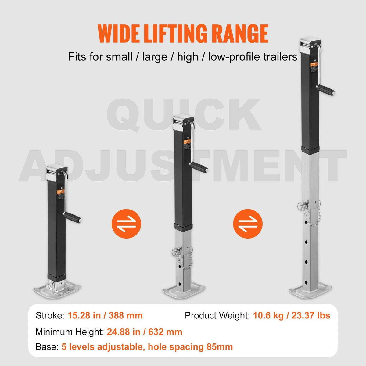 Trailer Jack, Trailer Tongue Jack Welding-on 8000 lb Weight Capacity, Trailer Jack Stand with Handle for lifting RV Trailer, Horse Trailer, Utility Trailer, Yacht Trailer