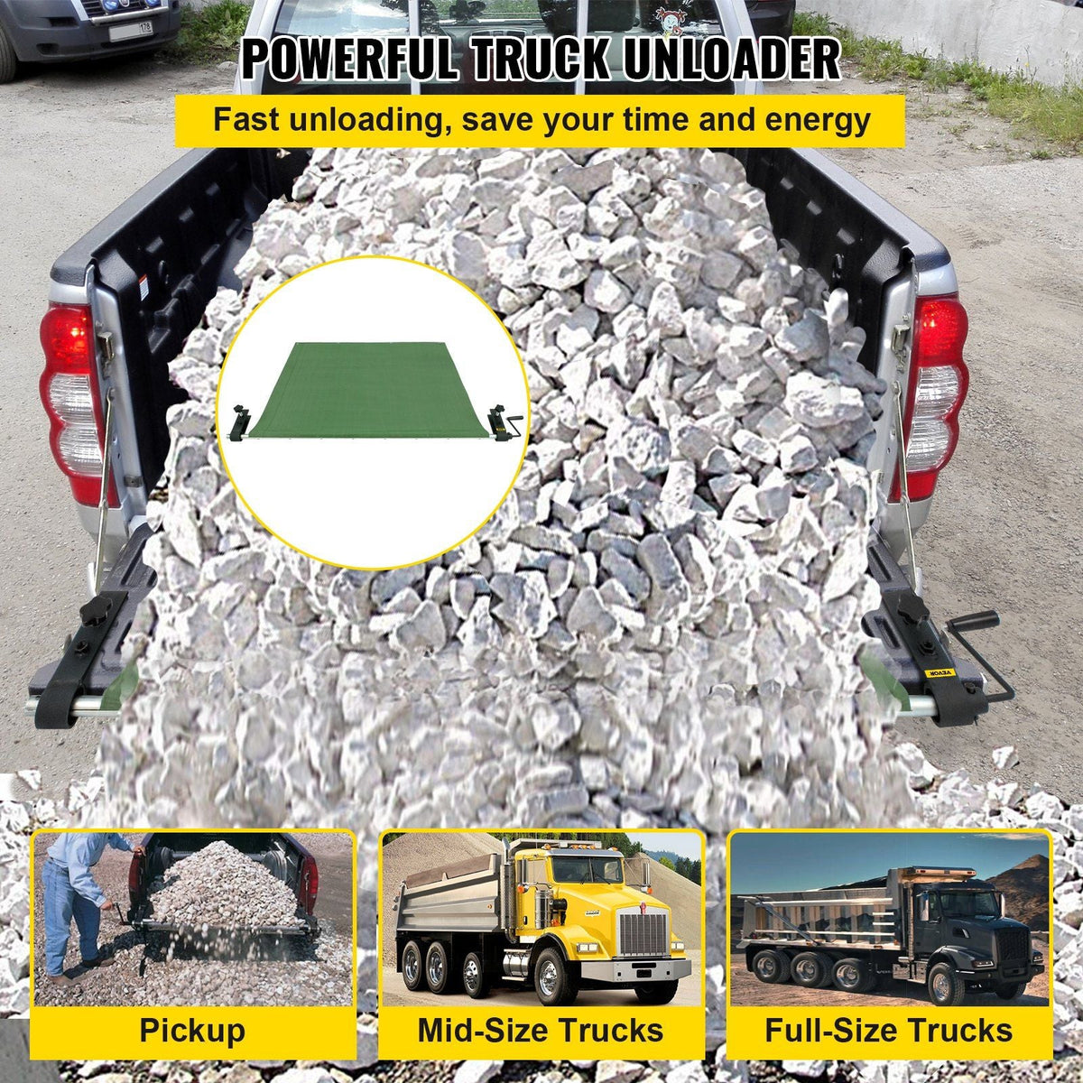 Truck Bed Unloader, 2000 lbs/907 kg Capacity Cargo Mat, Heavy Duty Pickup Truck Unloader with Convenient Hand Crank, Professional Pickup Bed Unloader Fits for Full Size, Mid Size Trucks
