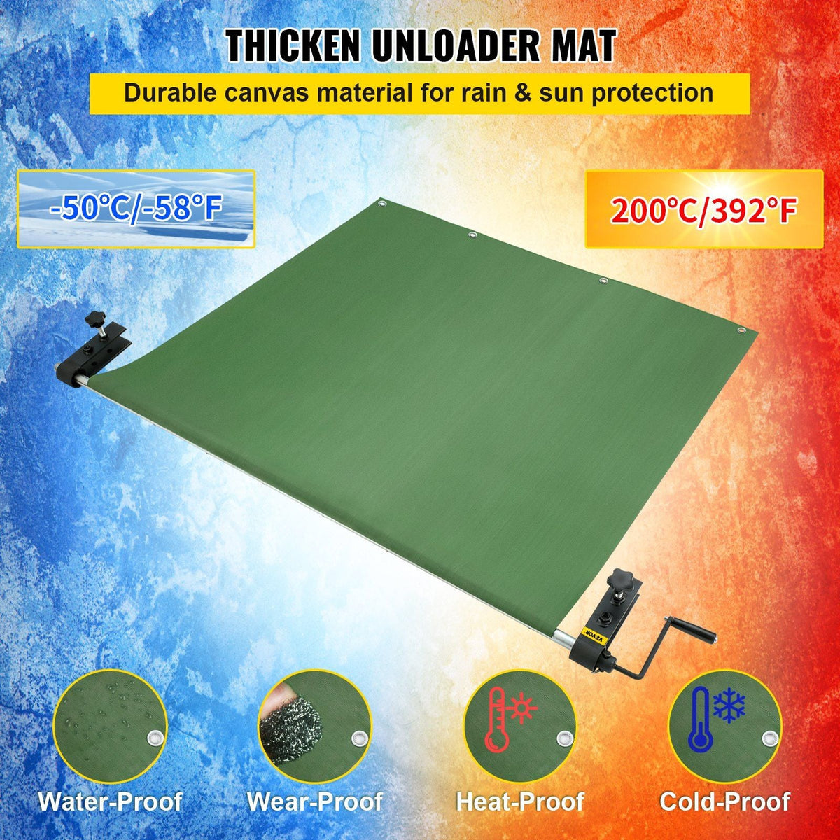 Truck Bed Unloader, 2000 lbs/907 kg Capacity Cargo Mat, Heavy Duty Pickup Truck Unloader with Convenient Hand Crank, Professional Pickup Bed Unloader Fits for Full Size, Mid Size Trucks